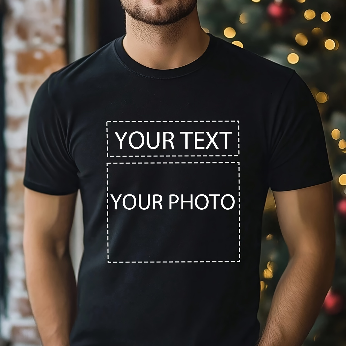 

Personalized Photo & Text T-shirt For Men, 100% Polyester Crew Neck, Summer Knit Fabric, Regular Fit, Heat Transfer Print, Casual Pullovers, 180g/m² - Ideal For & Sports