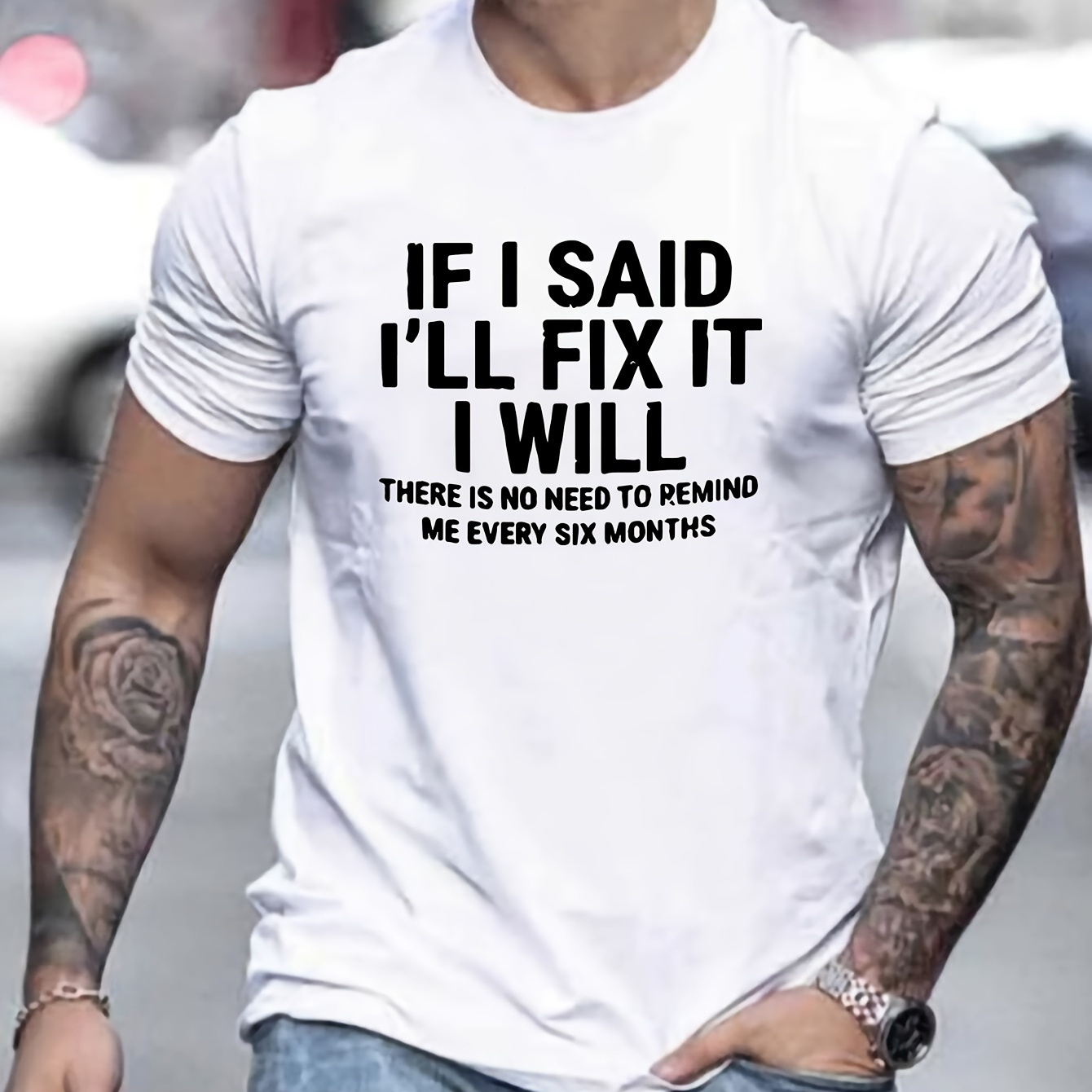 

If I Said I'll Fix It... Print Tee Shirt, Tees For Men, Casual Short Sleeve T-shirt For Summer