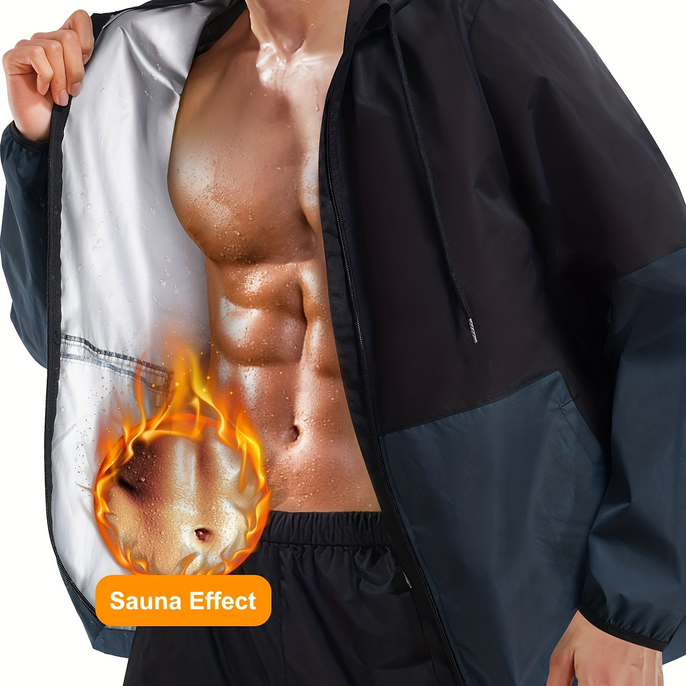 Hooded Sauna Jacket Long Large Sleeves Tummy Control - Temu