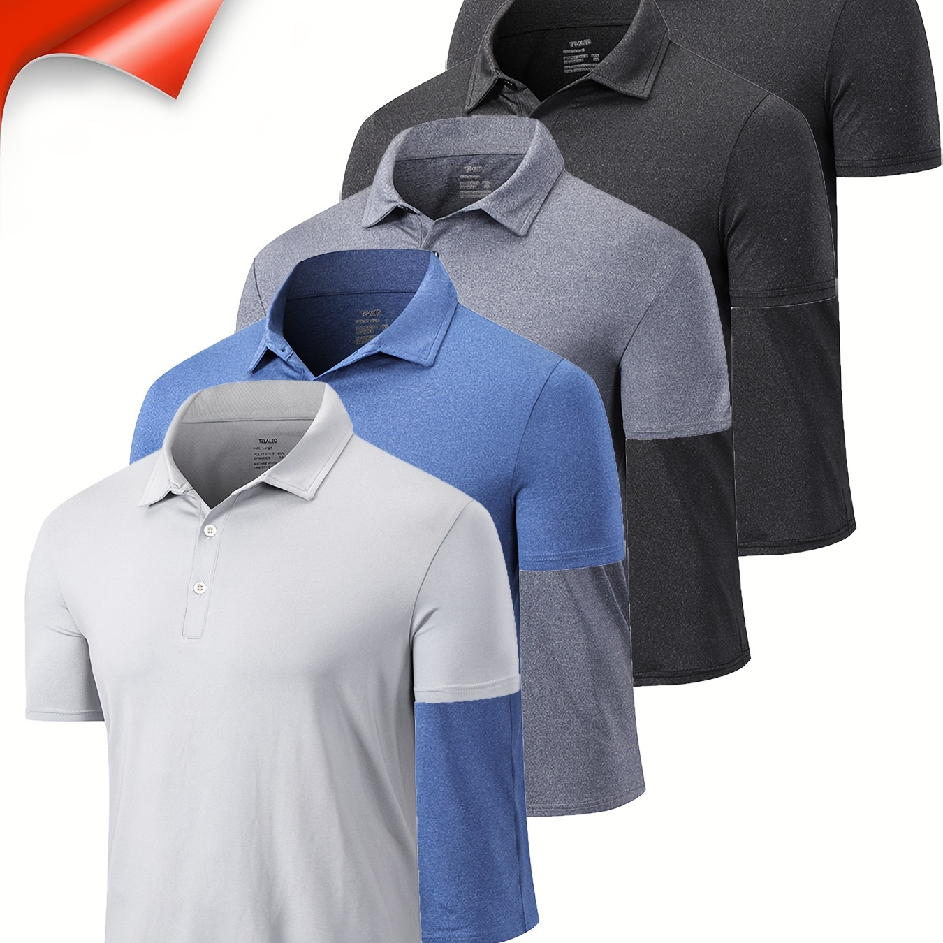 

5 Pack Mens Polo Shirts Quick Dry Short Sleeve Golf T Shirt Performance Moisture Wicking Casual Workout