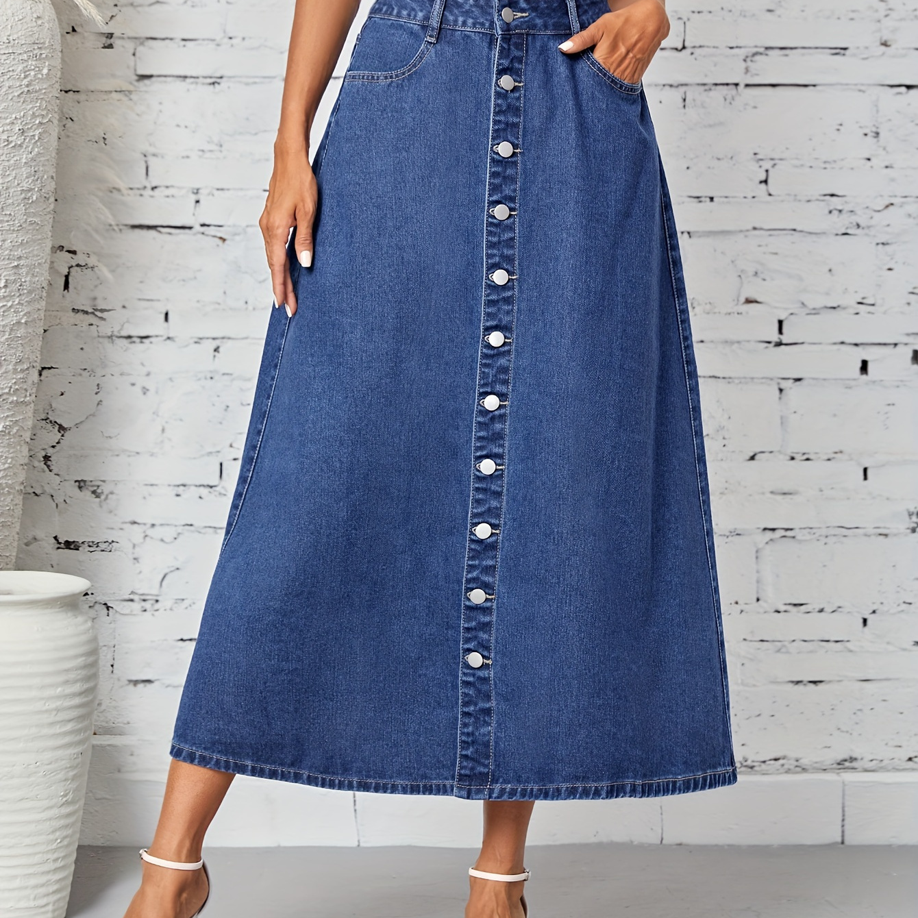 Jupe En Jean Karl Lagerfeld Jeans Femme - Coupe Régulière, Bleu Foncé Délavé - 100% Coton Biologique - Fabriqué En Turquie