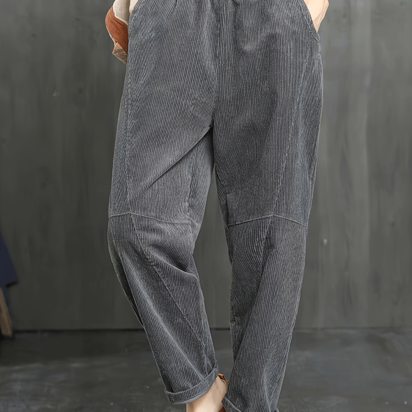 

Pantalons de couleur unie à poches obliques, pantalons décontractés pour et l'hiver, vêtements pour femmes