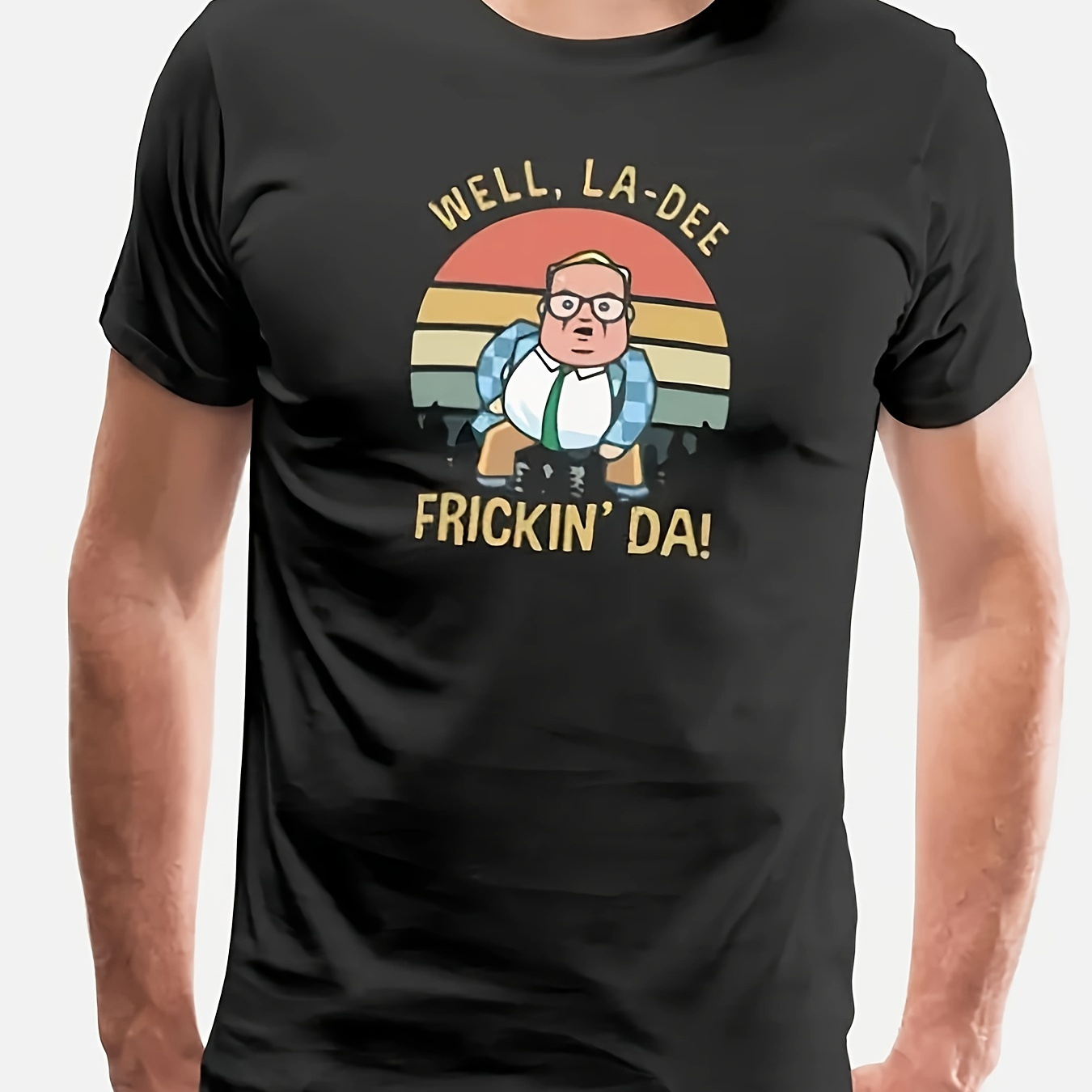 

Matt Well La-dee Frickin' Da Vintage T-shirt-825 Funny Men's Short Sleeve Graphic T-shirt Collection Black