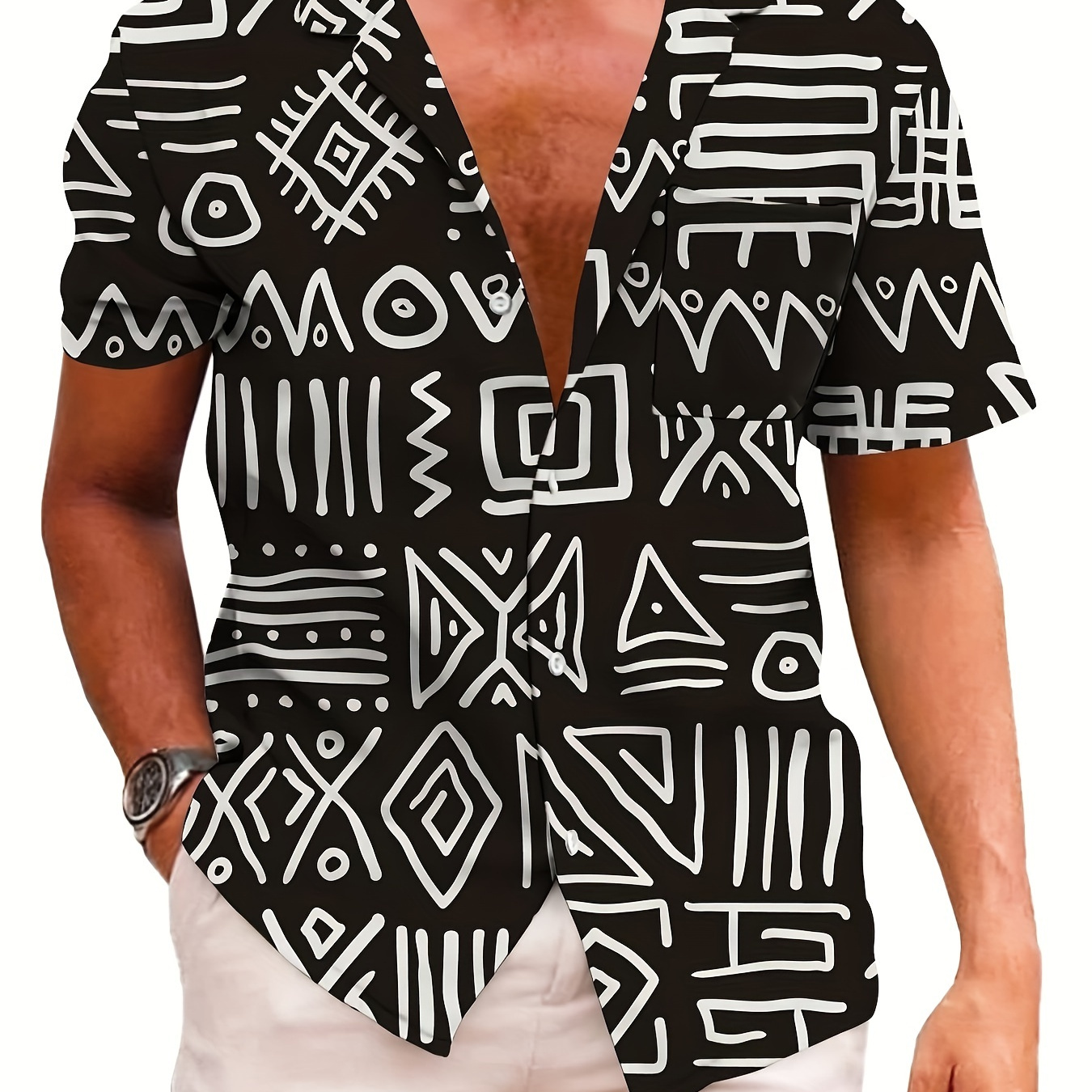 

Kyku Hawaiian Shirt For Men 70s Outfits Print Button Down Shirt Men Short Sleeve Clothing