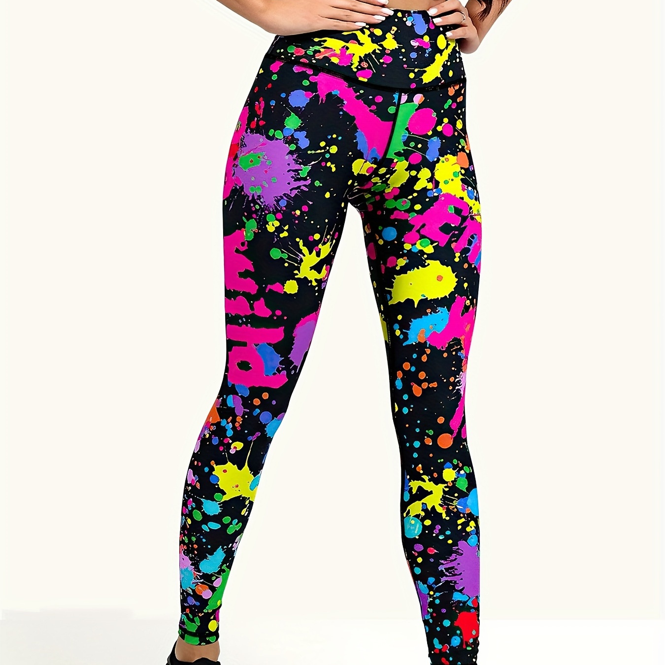 

Graffiti Yoga Leggings, High Waist Tummy Control Butt Lifting Running Tight Pants, Women's Activewear