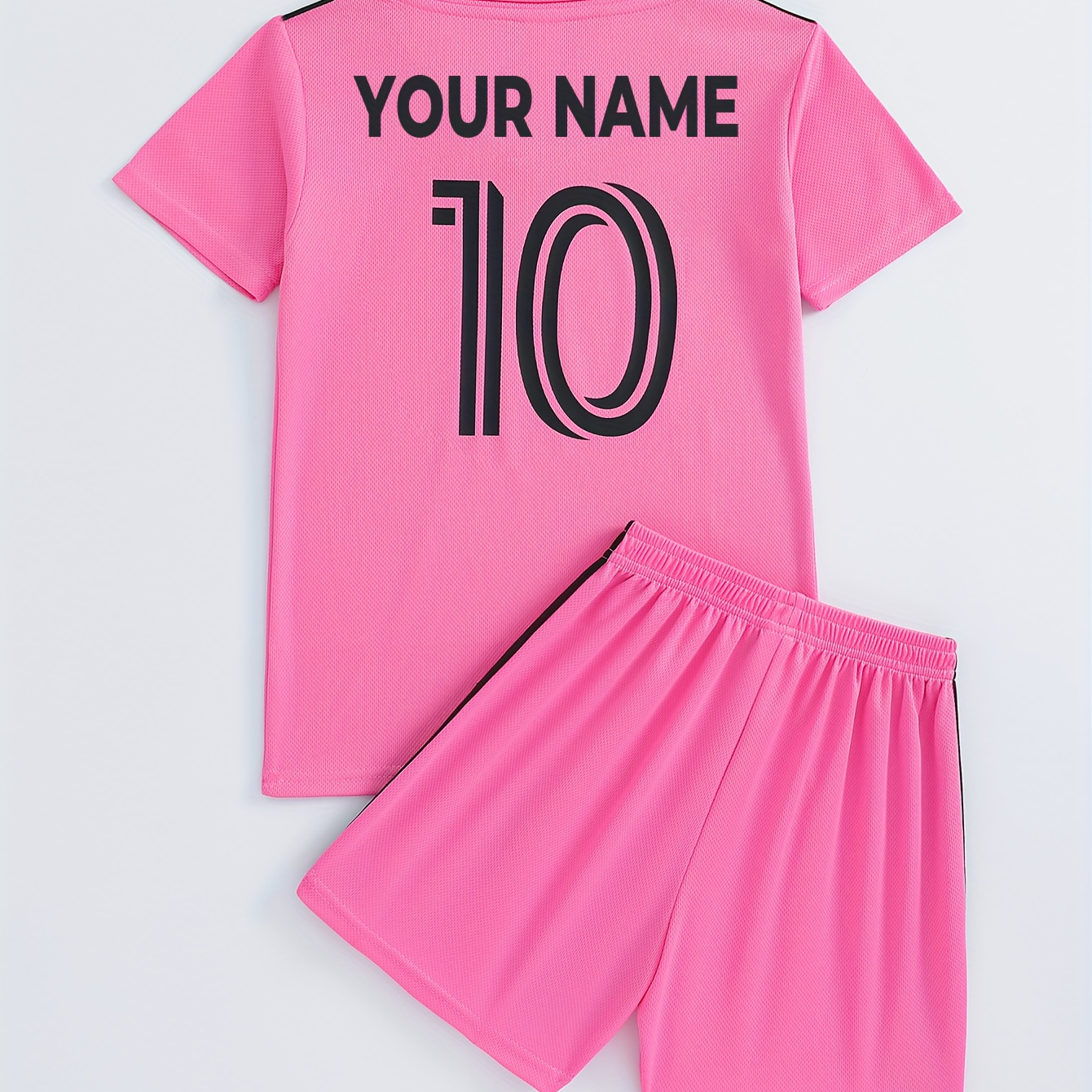 

2pcs Boy's Personalized Jersey - Customizable Stripes Pattern Lapel T- + , -drying Set As , Cloth