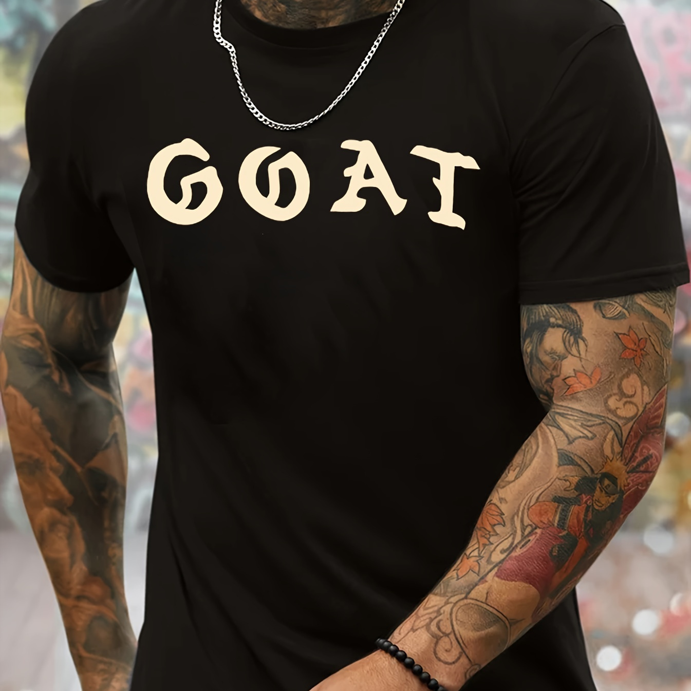 

Goat Print Tees For Men, Casual Quick Drying Breathable T-shirt, Short Sleeve T-shirt For Running Training, Spring And Summer