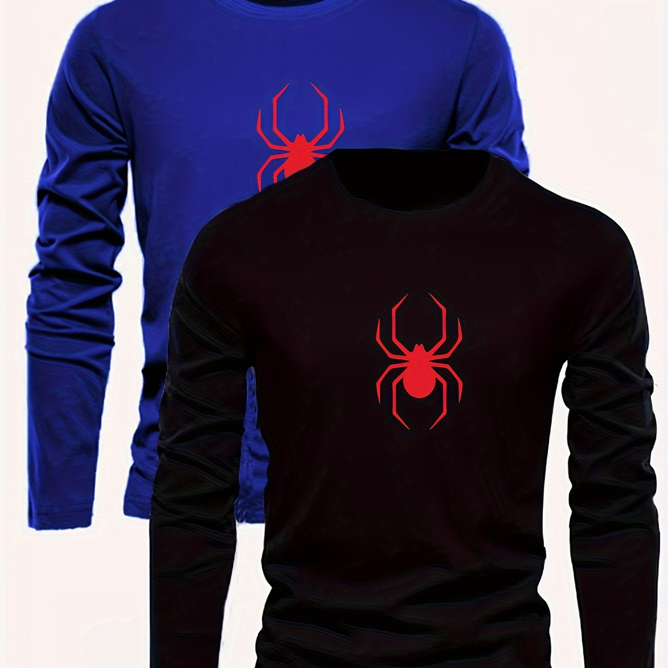 

2- Long Sleeve T-shirts, Spider Red , Round , Polyester , Regular Fit, Streetwear, For , Set