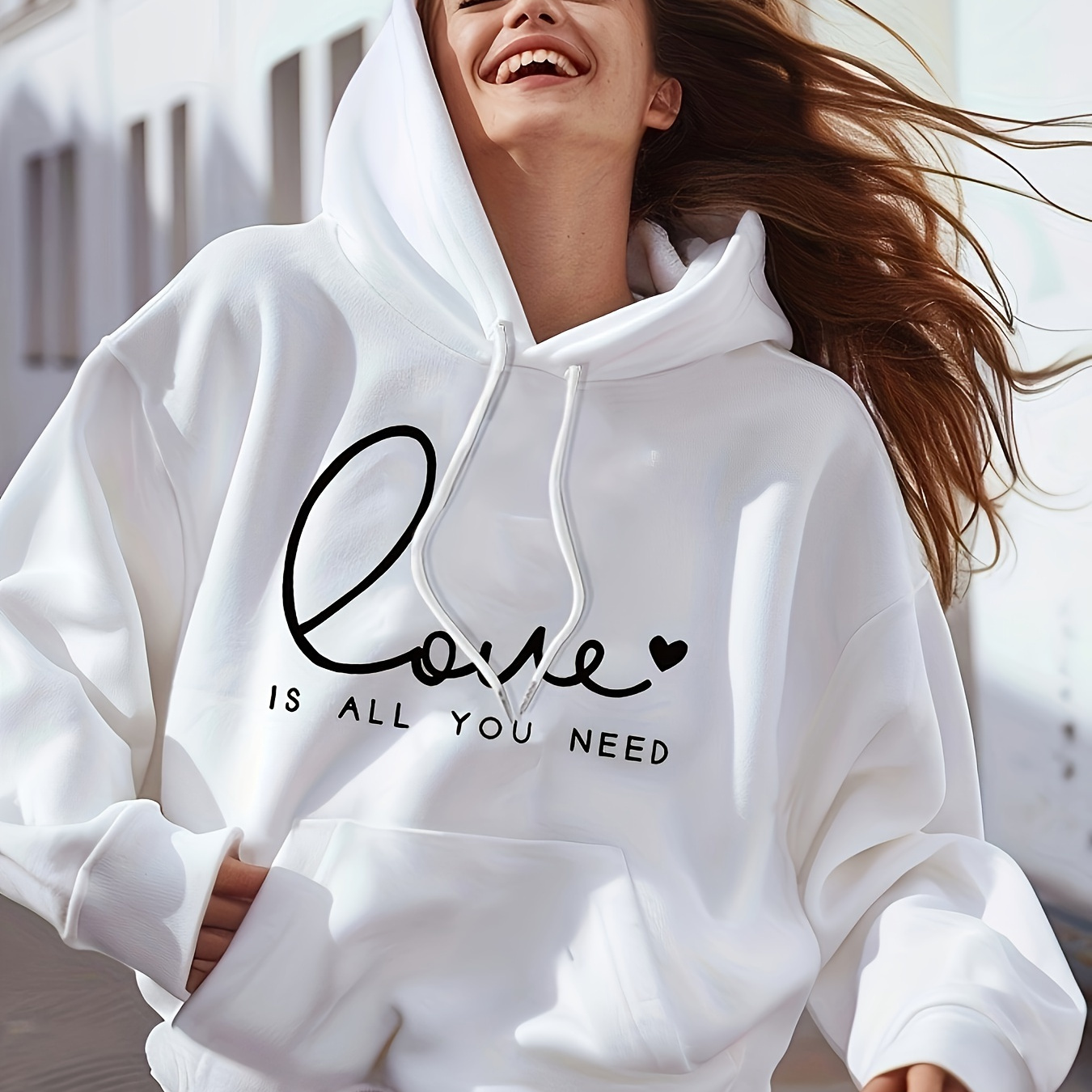 

Letter Print Hoodie, Drawstring Casual Hooded Sweatshirt For Winter & Fall, Women's Clothing