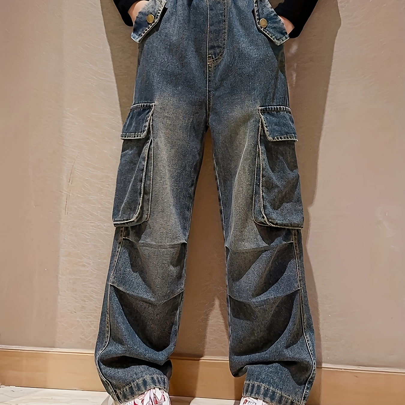 

Funky Denim Cargo Pants, Waist Comfortable Fabric Casual Jeans Suitable For Street Wear