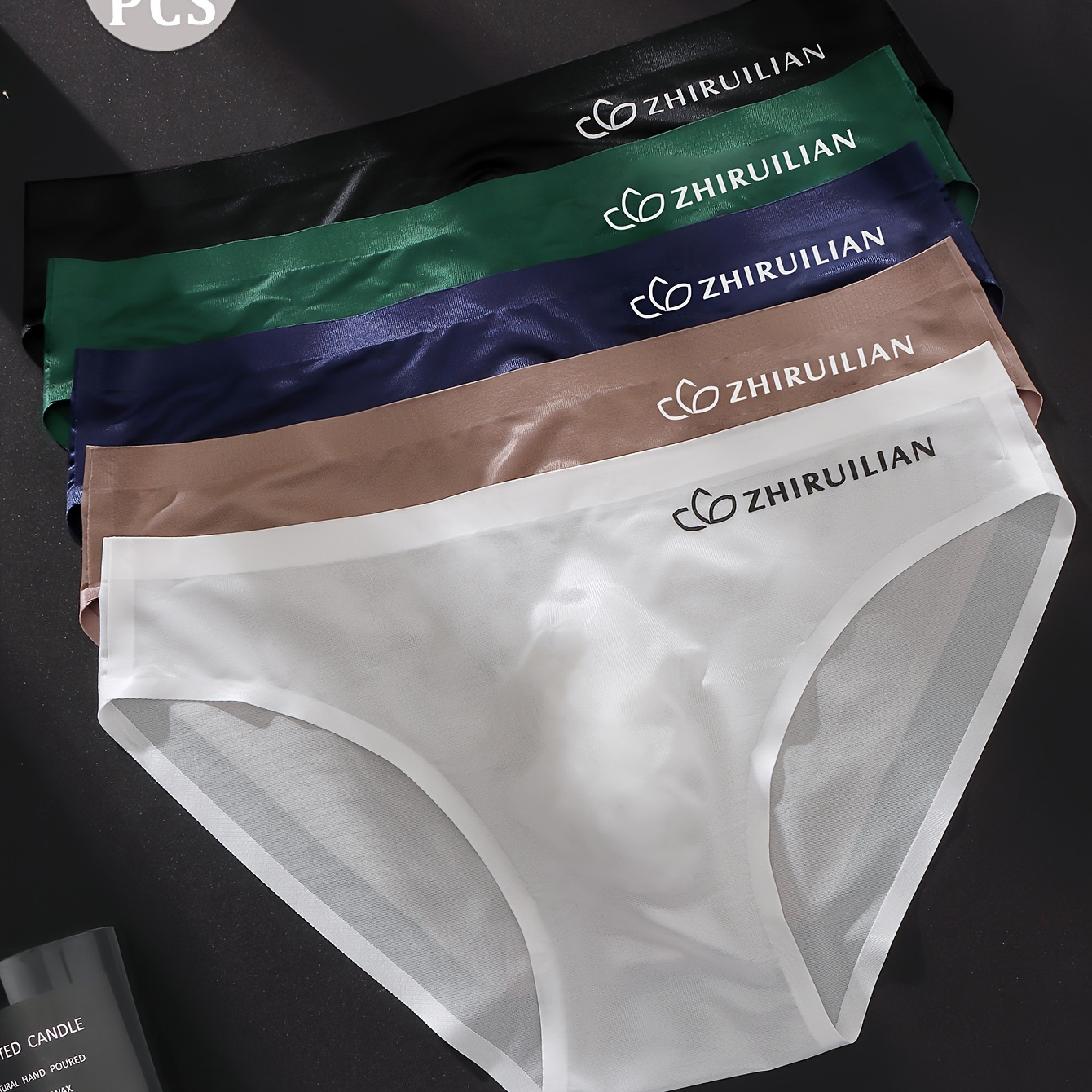 

5pcs Men's Breathable Briefs - Seamless, Transparent With Sexy Letter , Nylon Underwear