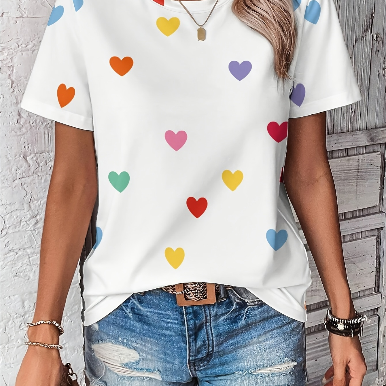 

Women's Casual Loose Printed T-shirt, Short Sleeves For Summer.