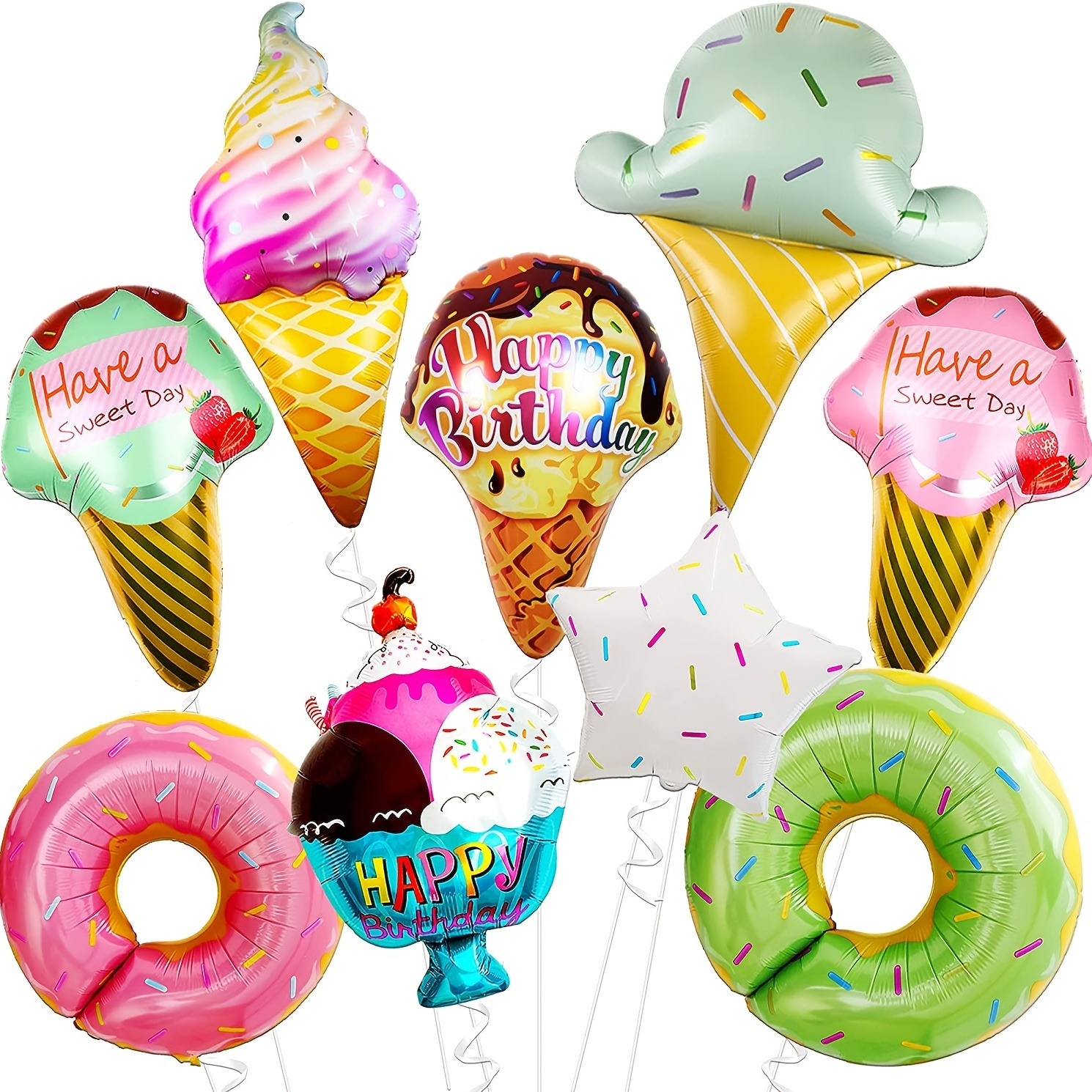 

9pcs Ice Cream Party Decoration, Ice Cream Balloon Donut Party Decoration, Candy Balloon, Ice Cream Themed Party Suuplies, Birthday Party Decoration