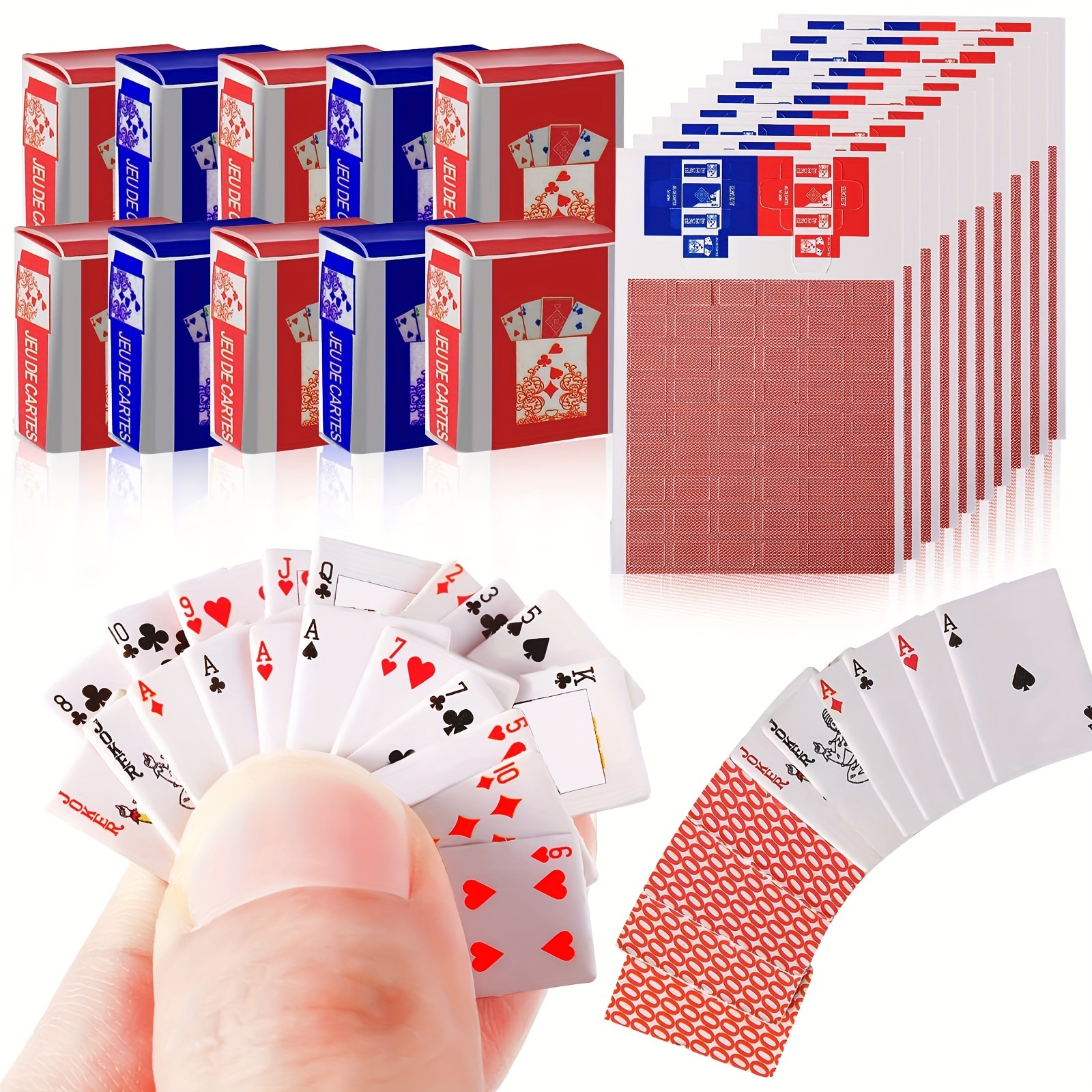 2 Decks Mini Playing Cards, 3 Different Sizes Of Mini Poker Card, Portable  Flexible Mini Game Poker Cards For Travel, Cute Miniature Dollhouse Decorat