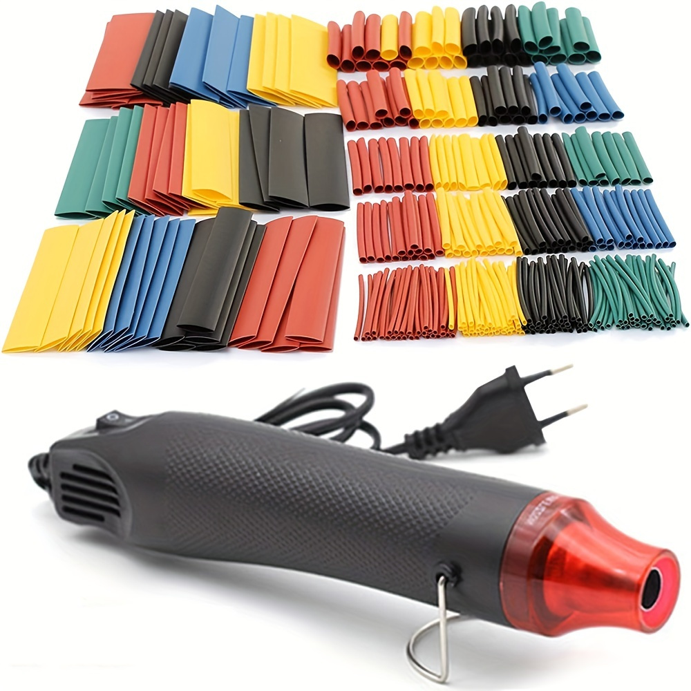 

328pcs 2:1 Heat Shrink Tubing Tube Wrap Wire Cable Insulated Sleeving Tubing Set, With A 300w Portable Heat For Embossing Shrink Wrapping Paint Drying Crafts Electronics Diy