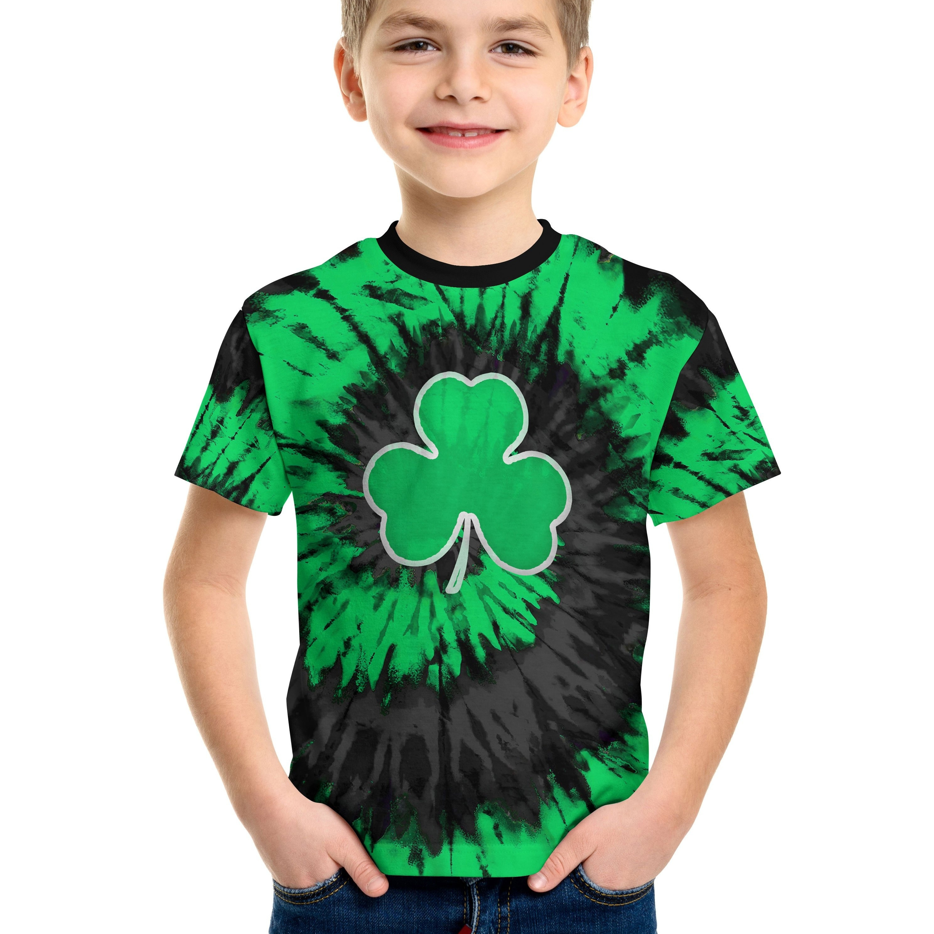 

St. Patrick's Day Clover 3d Print Boy's T-shirt, Casual Short Sleeve Breathable Comfy Summer Outdoor Tops