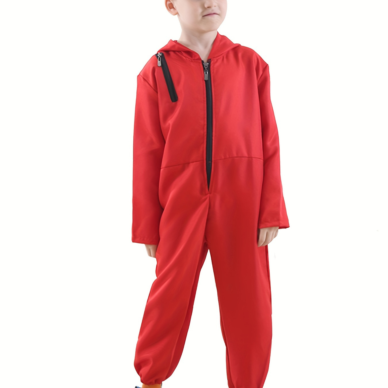 

Boys Red Hooded Jumpsuit, Clown Halloween Dress-up For Boys And Girls, Halloween Carnival Festival Performance Outfit, Party Style