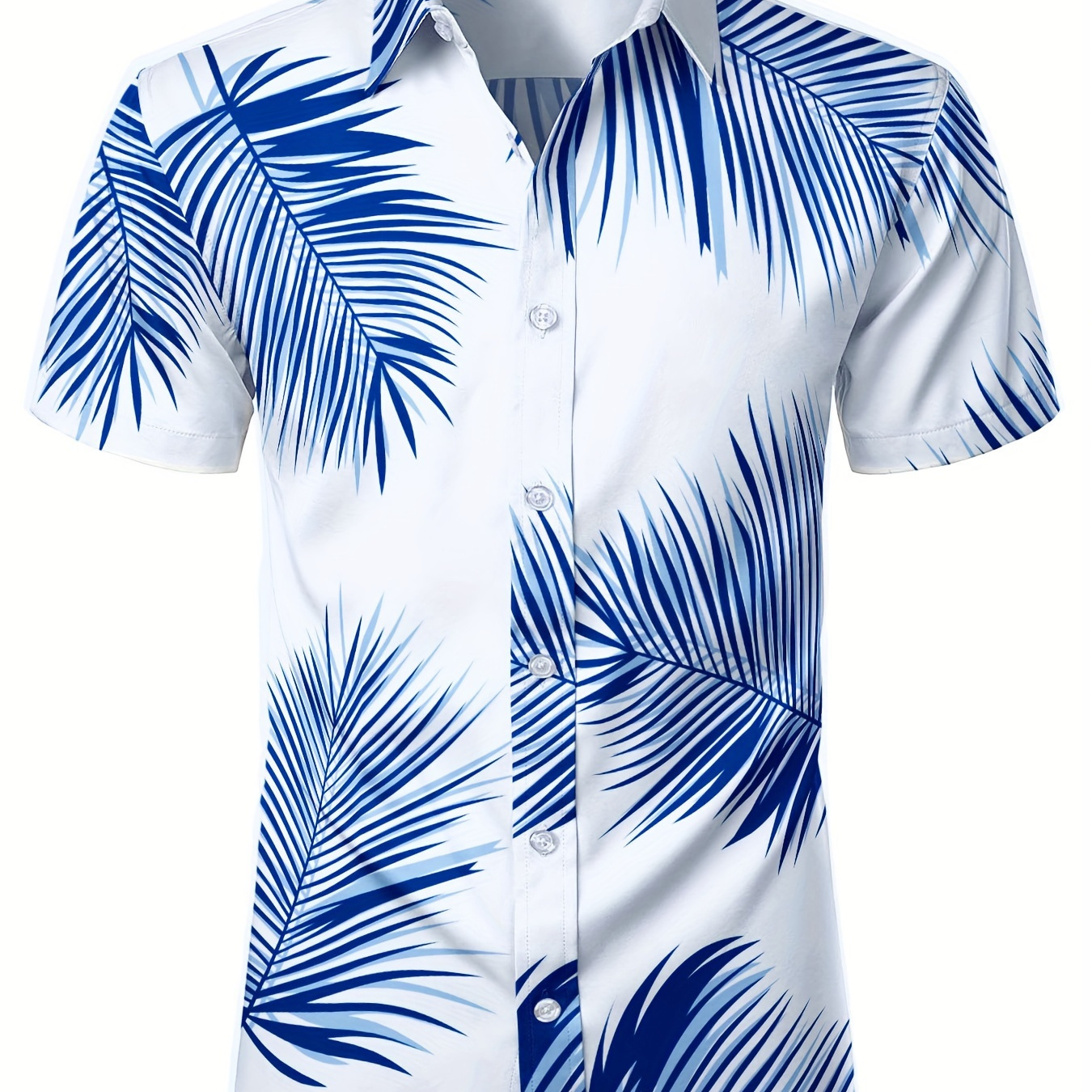 

Unisex Summer Beach Casual Short Sleeve Button Down Shirts, Printed Palmshadow Clothing