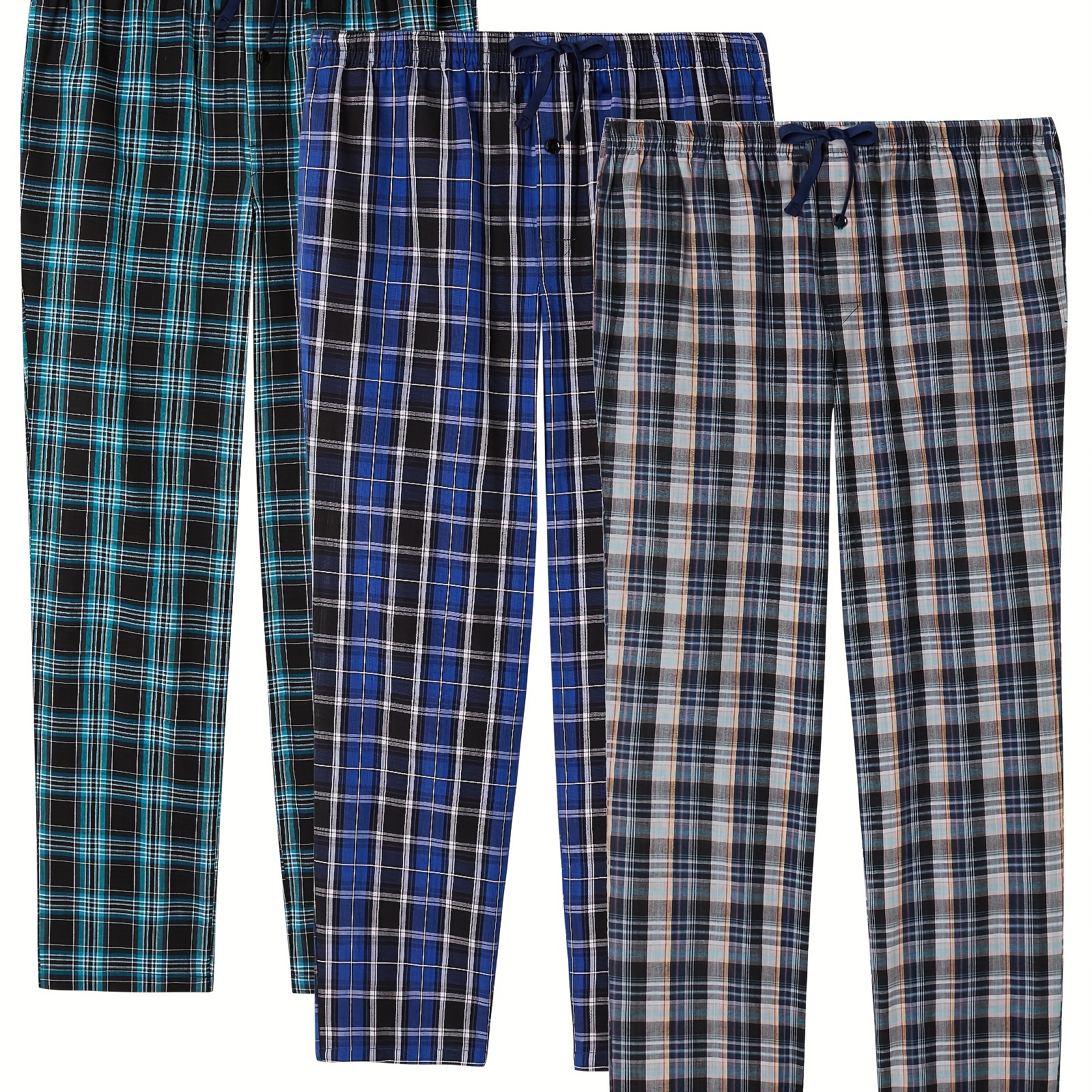 Buy JupiterSecret Mens Pajama Pants Set Flannel Cotton Plaid Sleep & Lounge  Pants, PJ Bottoms with Pockets and Button Fly, Flannel Cotton 3 Pack,  Medium at