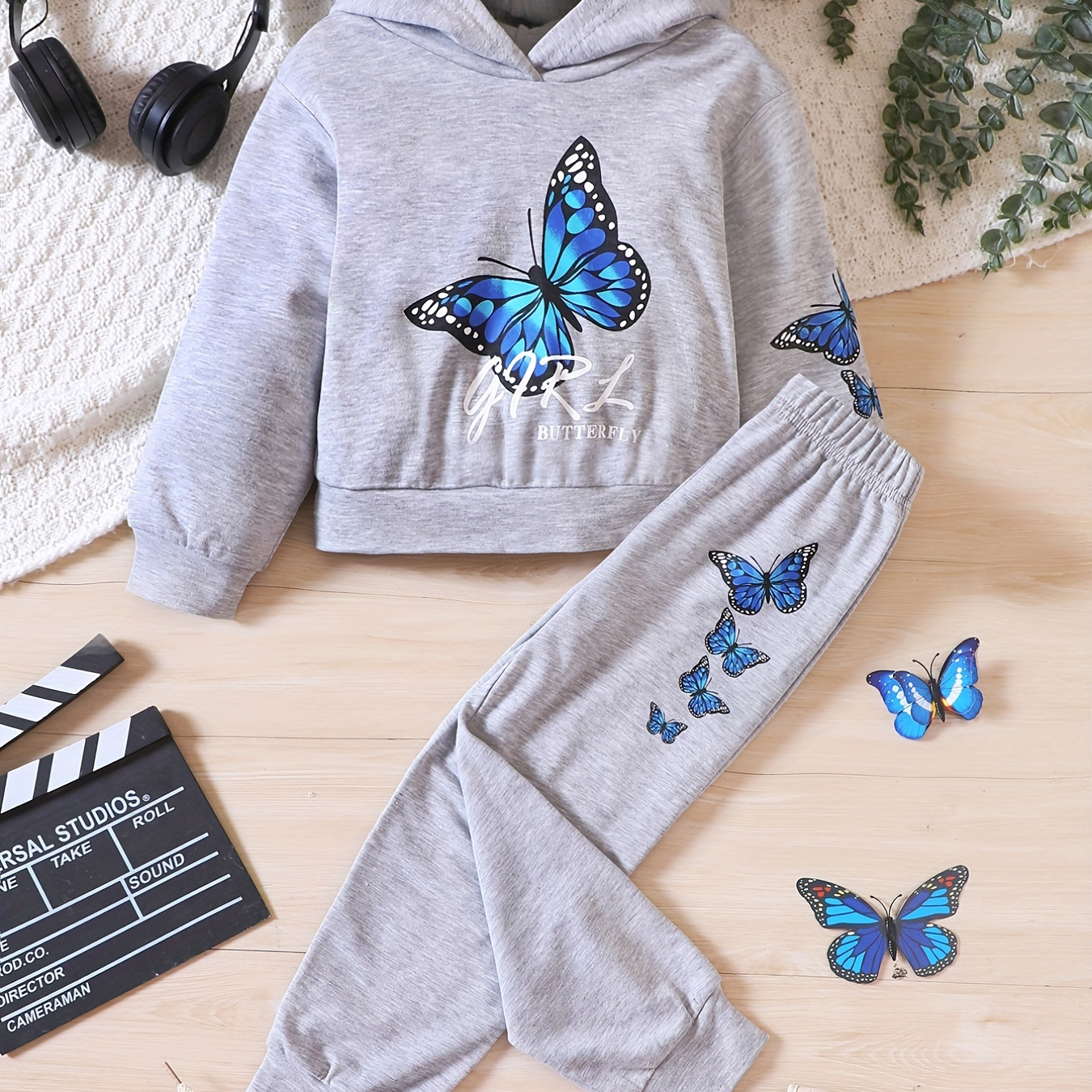Butterfly Graphic Hoodie Top Jogger Pants Casual Sports Suit - Temu Canada
