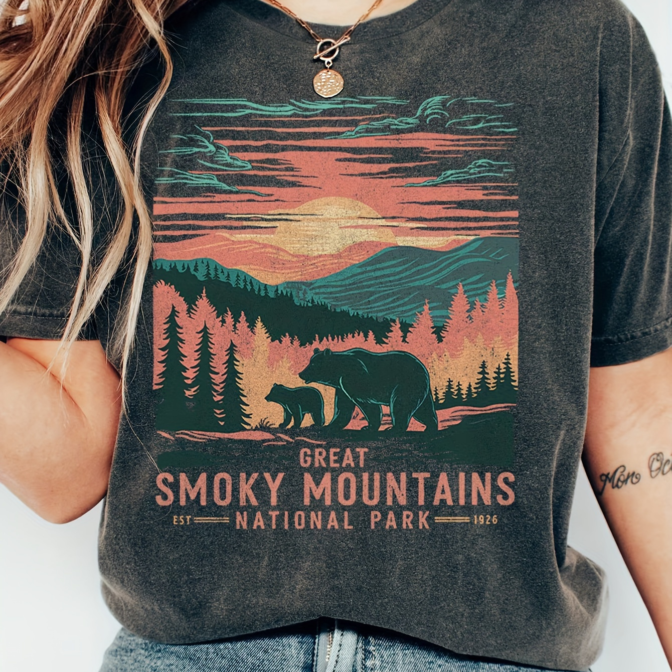 

Crew Neck T-shirt, Casual Short Sleeve Top For , Women's Clothing