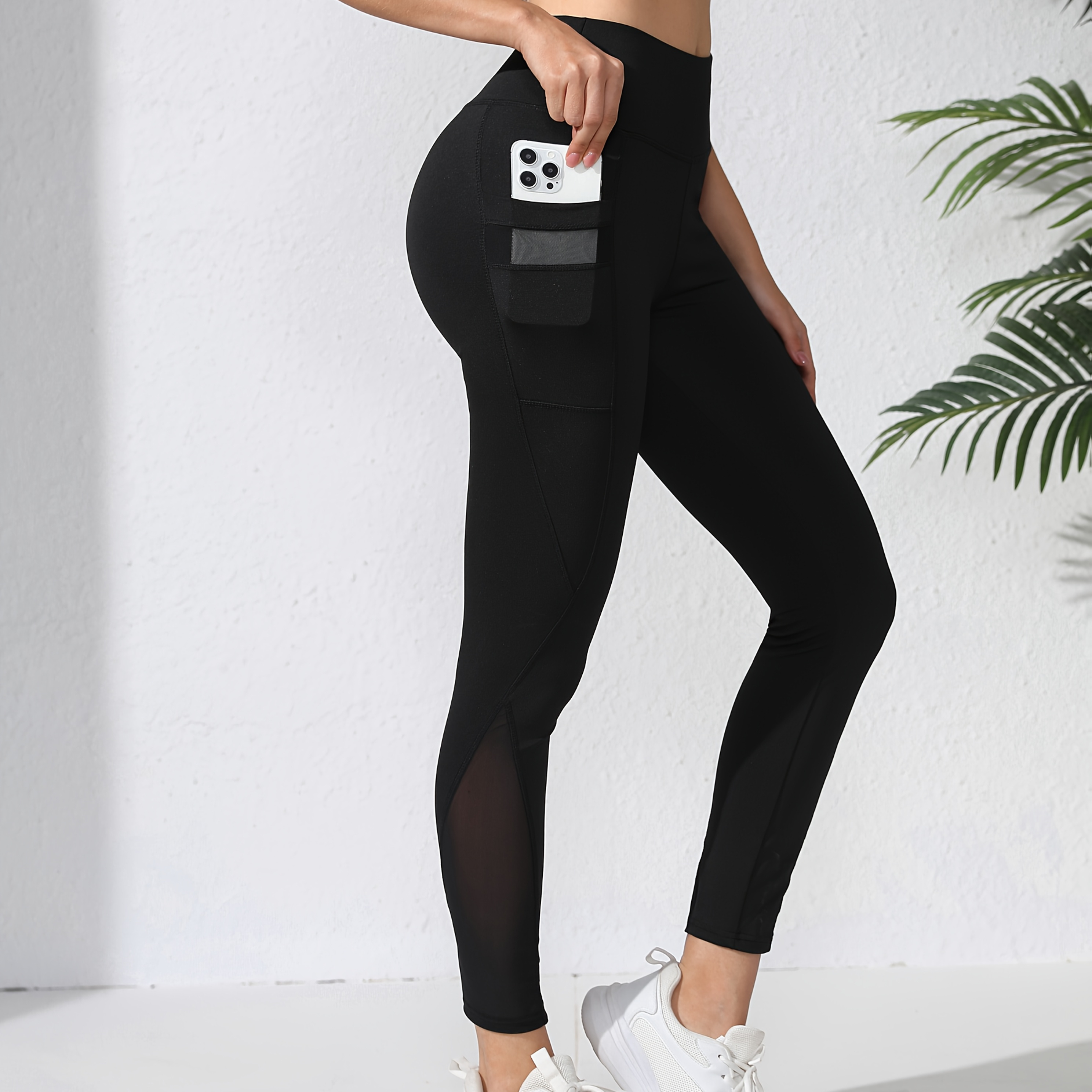 

New Mesh Pocket Spliced Tight Yoga Pants, Suitable For Sports, Yoga, Casual Wear, Golf, And Tennis .