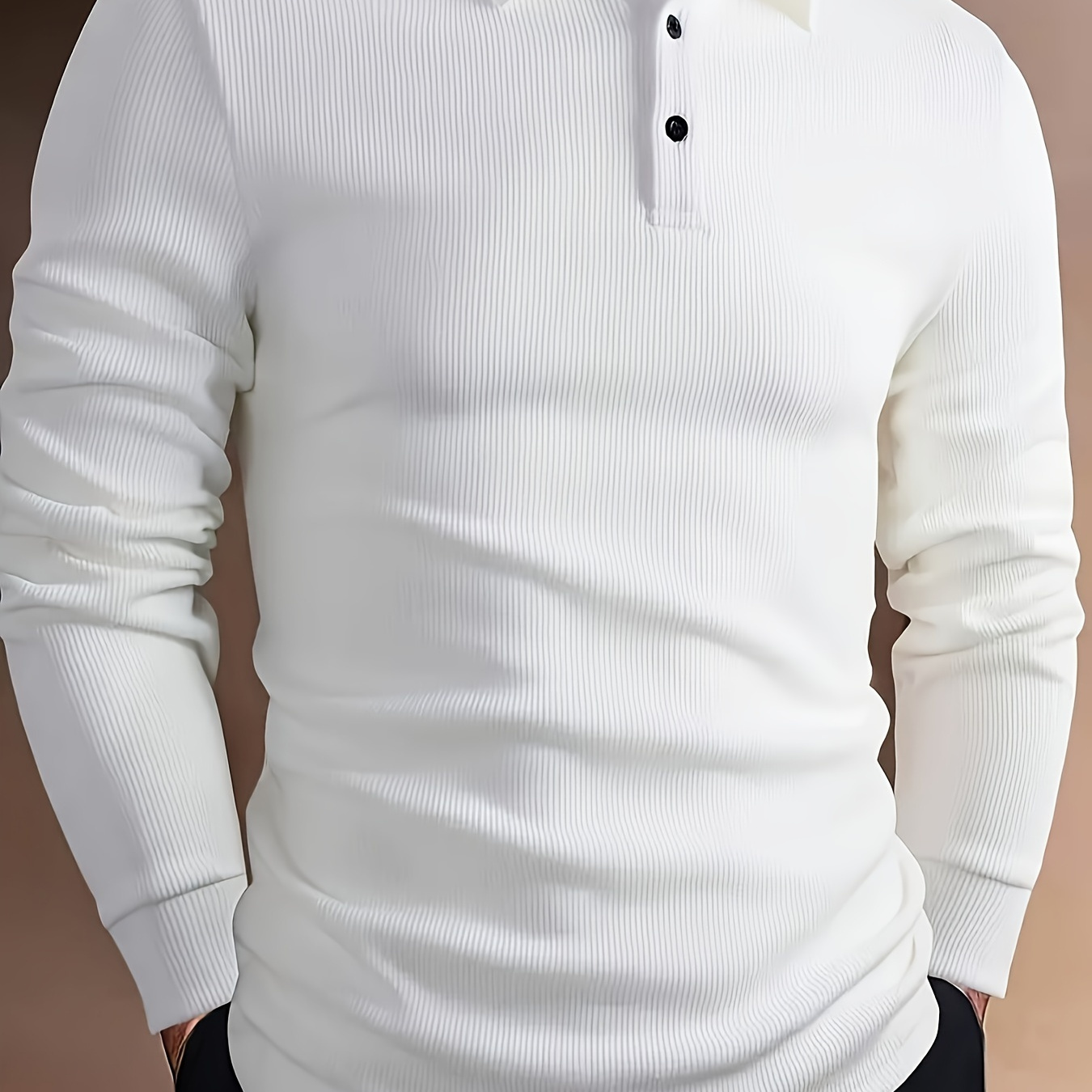 

Chemise à manches longues pour homme, décontractée, boutonnée, en de polyester légèrement extensible, couleur unie, col à , coupe standard, pour /hiver