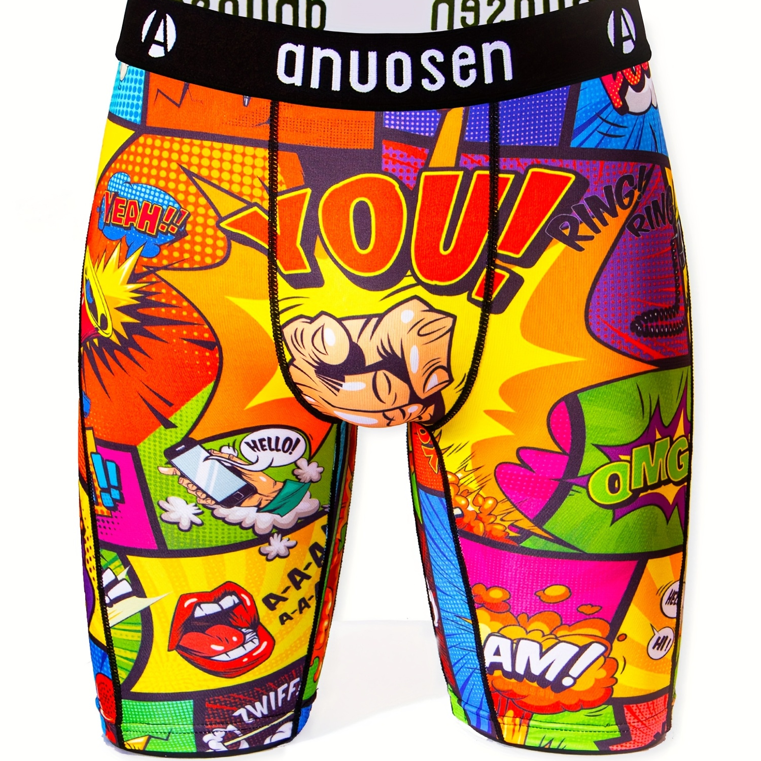 

Plus Size Men's Cartoon Print Shorts - Breathable, Stretchy Boxers For Running & Workout