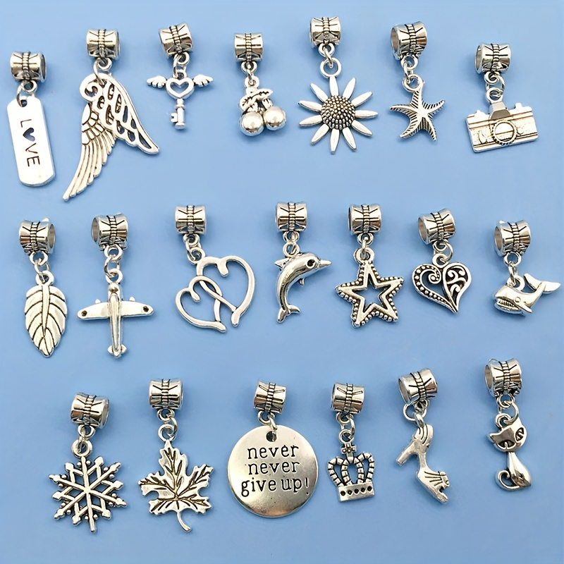 

16pcs/lot Antique Silvery Feather Snowflake Sun Star Alloy Pendants For Diy Necklace Bracelets Jewelry Making Accessories