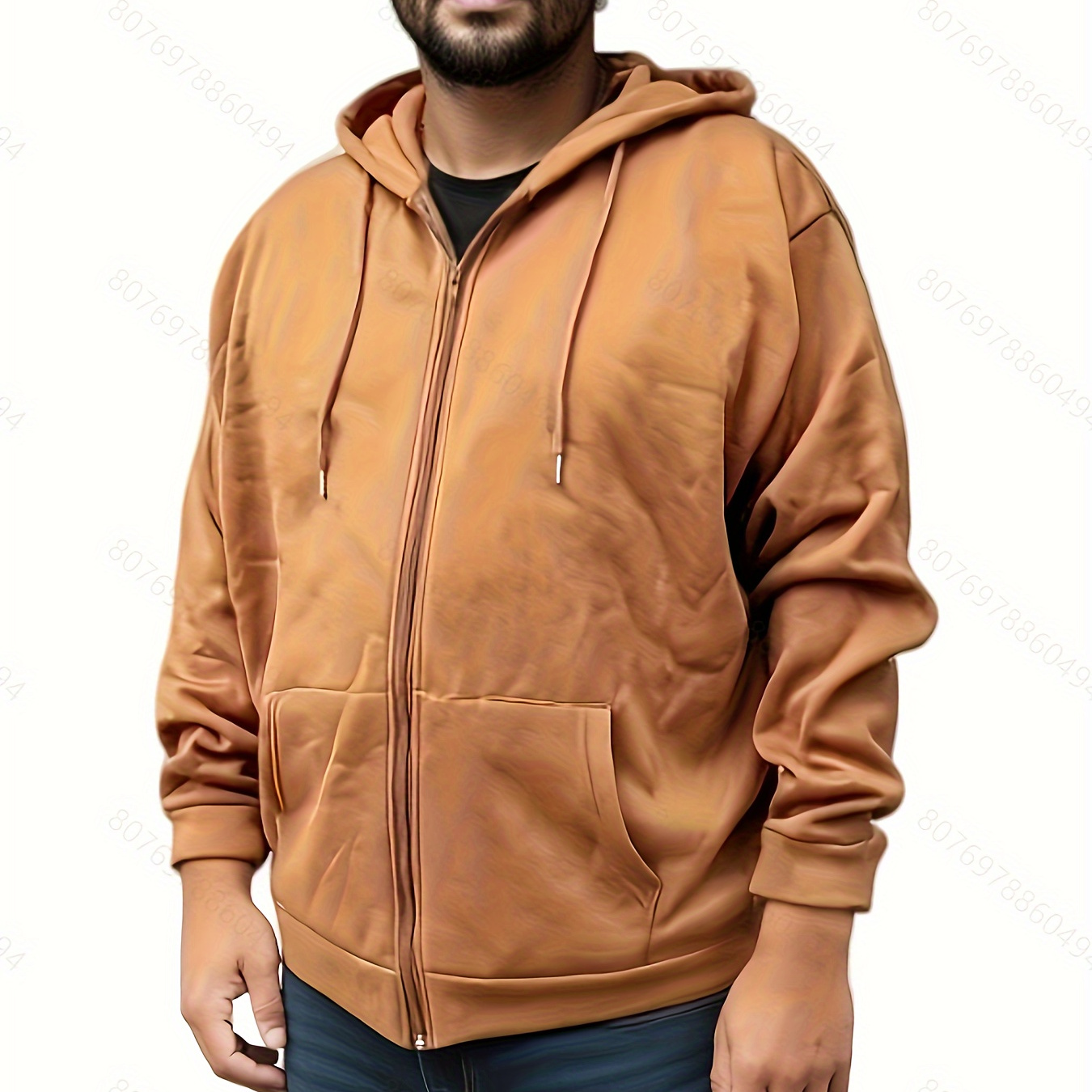 

Men's Plus Size Zip-up Hoodie - Relaxed Fit, Comfortable And Casual, Ideal For Everyday Sportswear