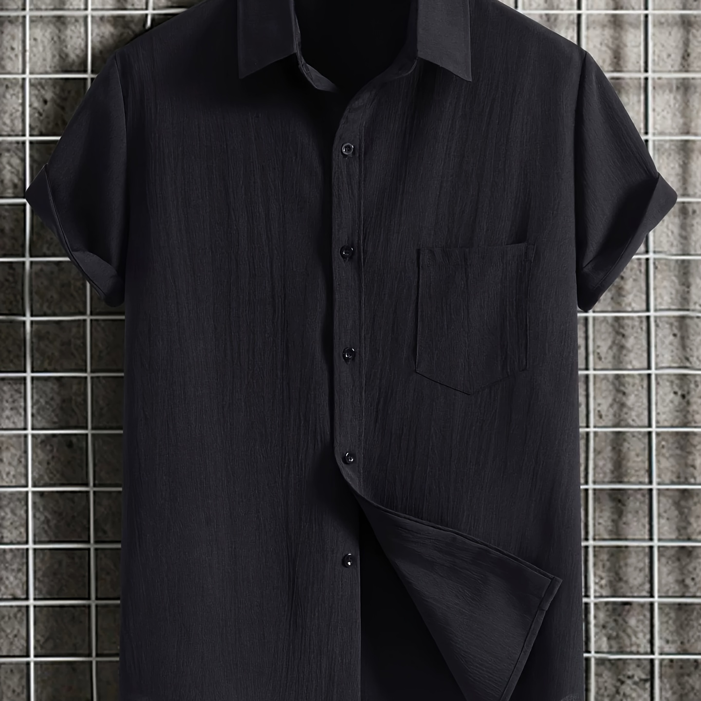 

Men's Casual Simple Solid Color Short Sleeve Shirt For Summer