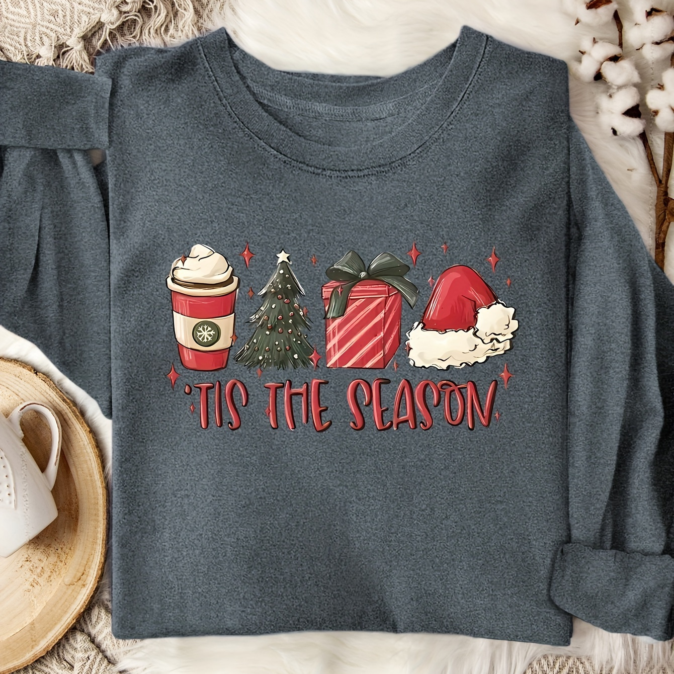 

Christmas & Hat Long Sleeve T- For Women - , , , For Parties And