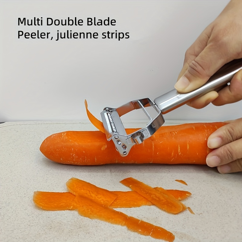 1pc 2 In 1 Julienne Slicer Peeler Y Peeler Stainless Steel Sharp Serrate Blade Vegetable Fruit