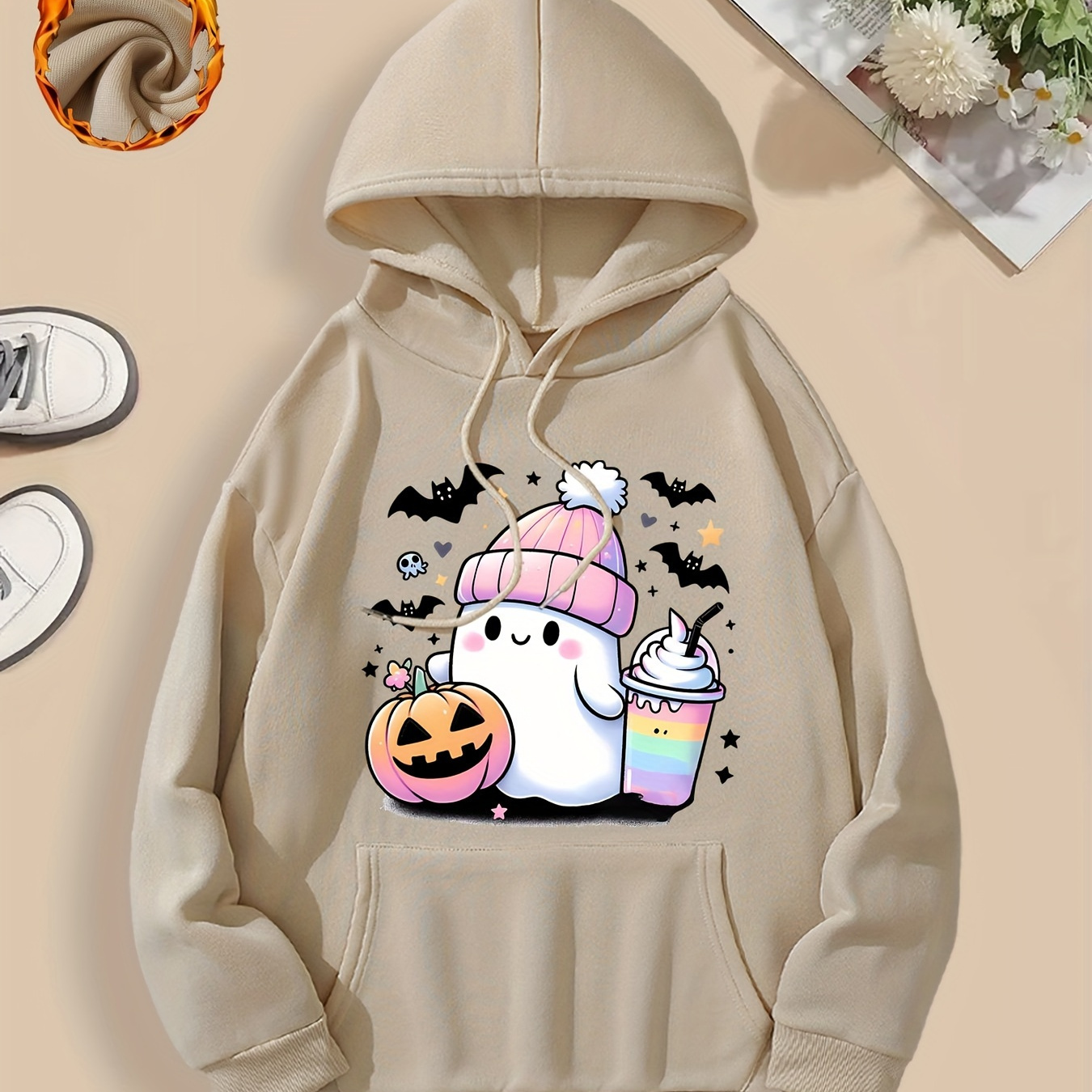 

Women's Print Hoodie | 100% Polyester Casual Hooded Sweatshirt With Drawstring | Fall/winter Seasonal Knit Fabric Pullover With Pocket Detail | Festive Holiday Fashion Tops