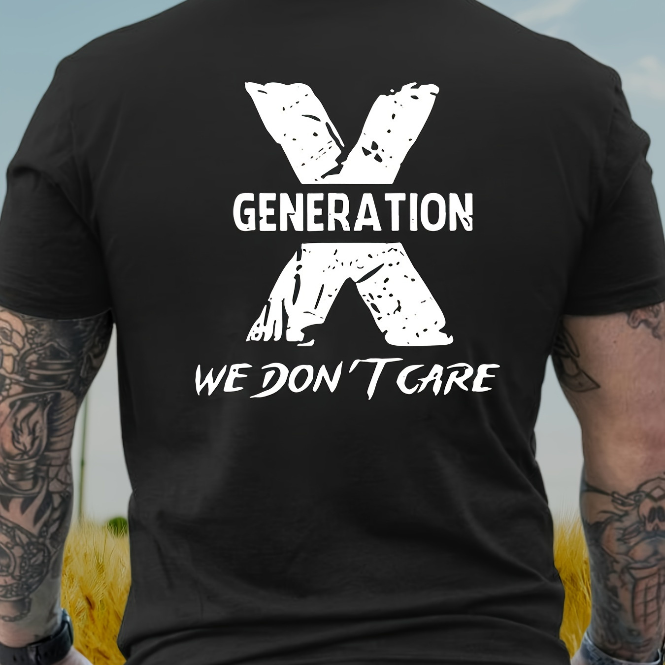 

Generation We Don't Care Printed Men's Heavy Cotton Round Neck Short Sleeve T-shirt, Casual T-shirt, Fashion Comfortable Breathable Light Summer Top