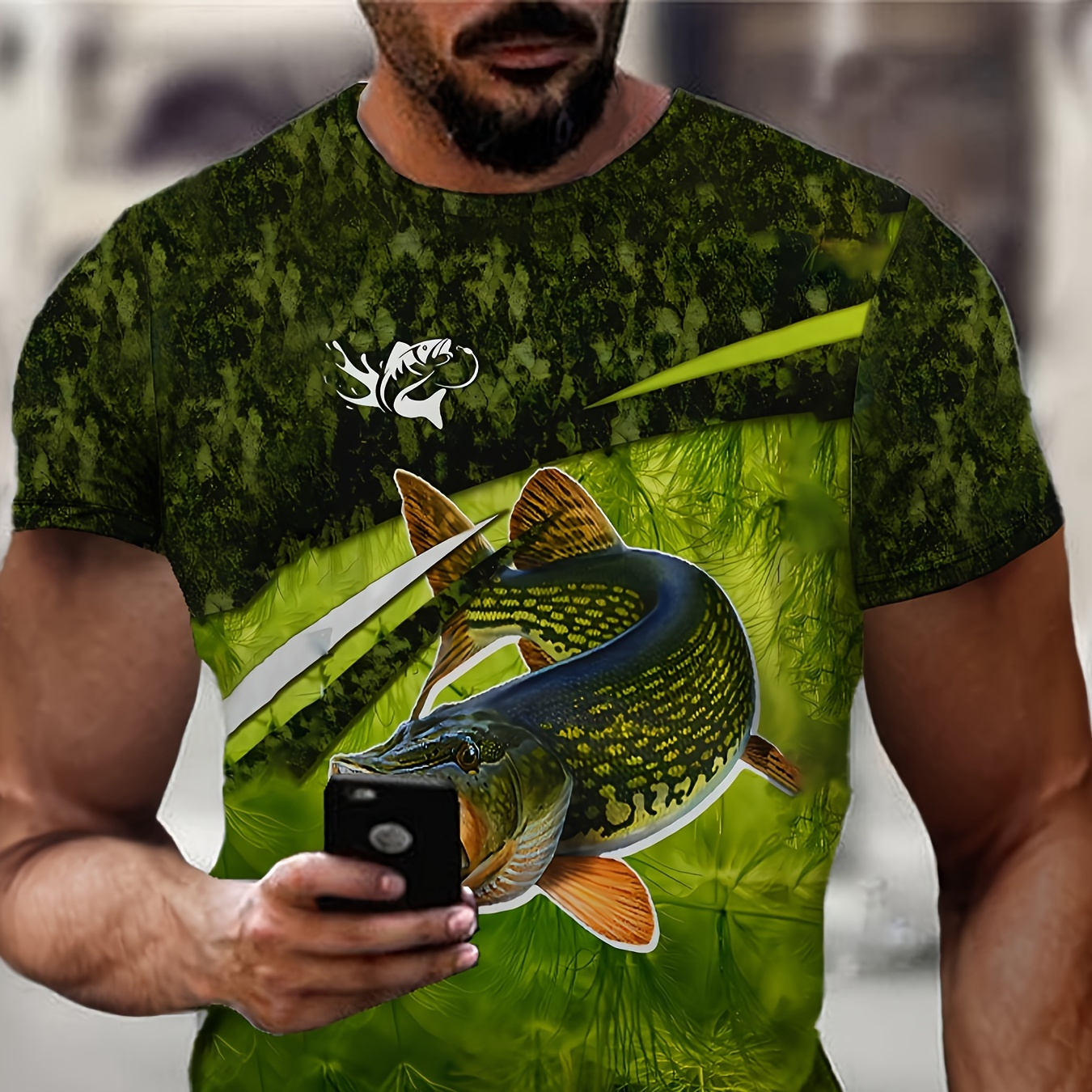 

Men' T-, 3d Printed - Graphic, Top, Summer , , , , Printed Pattern, Regular Fit, Size