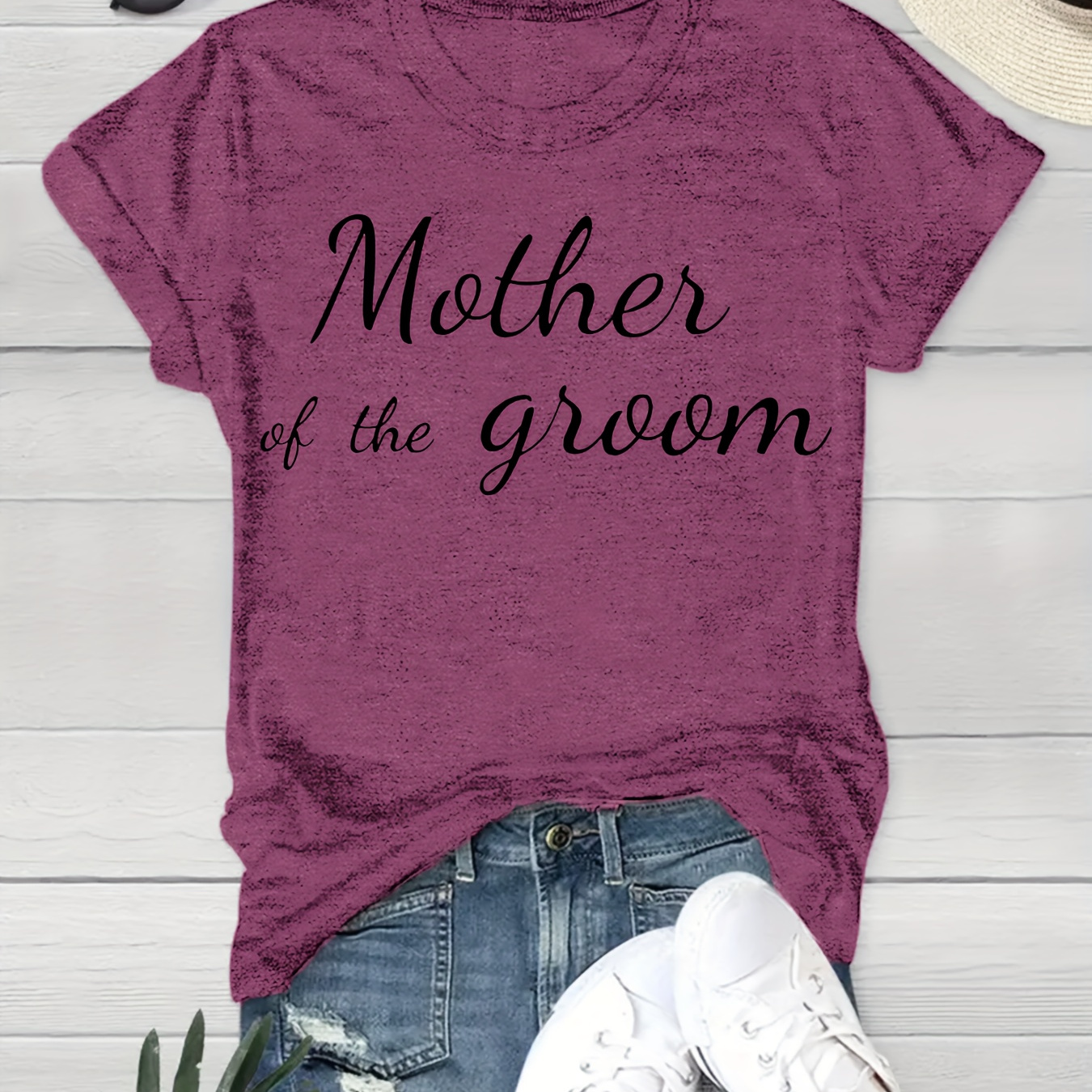 

Mother Print T-shirt, Casual Crew Neck Short Sleeve Top For Spring & Summer, Women's Clothing