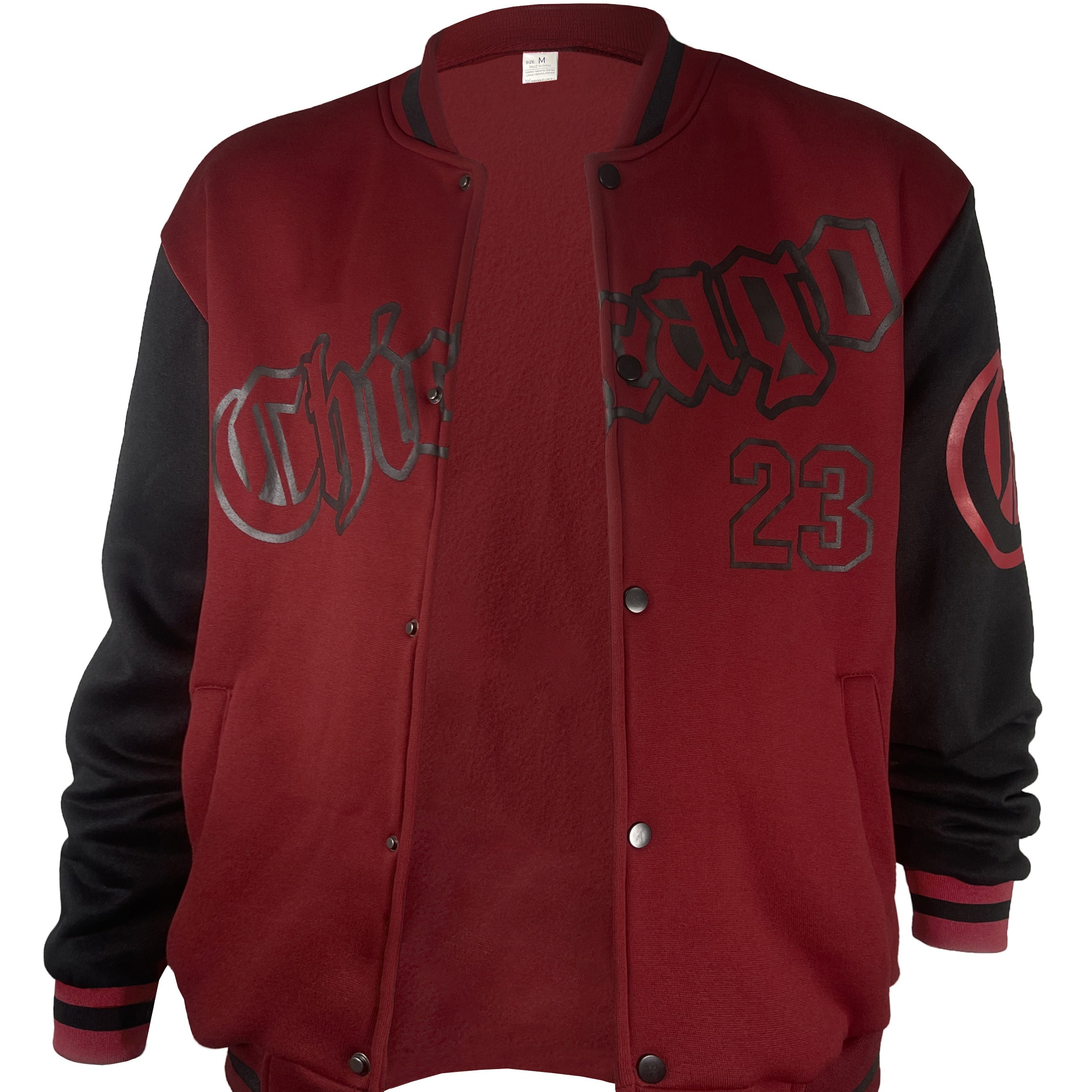 

Men's Casual Letter Print Color Block Varsity Jacket, Chic Style Baseball Collar Jacket