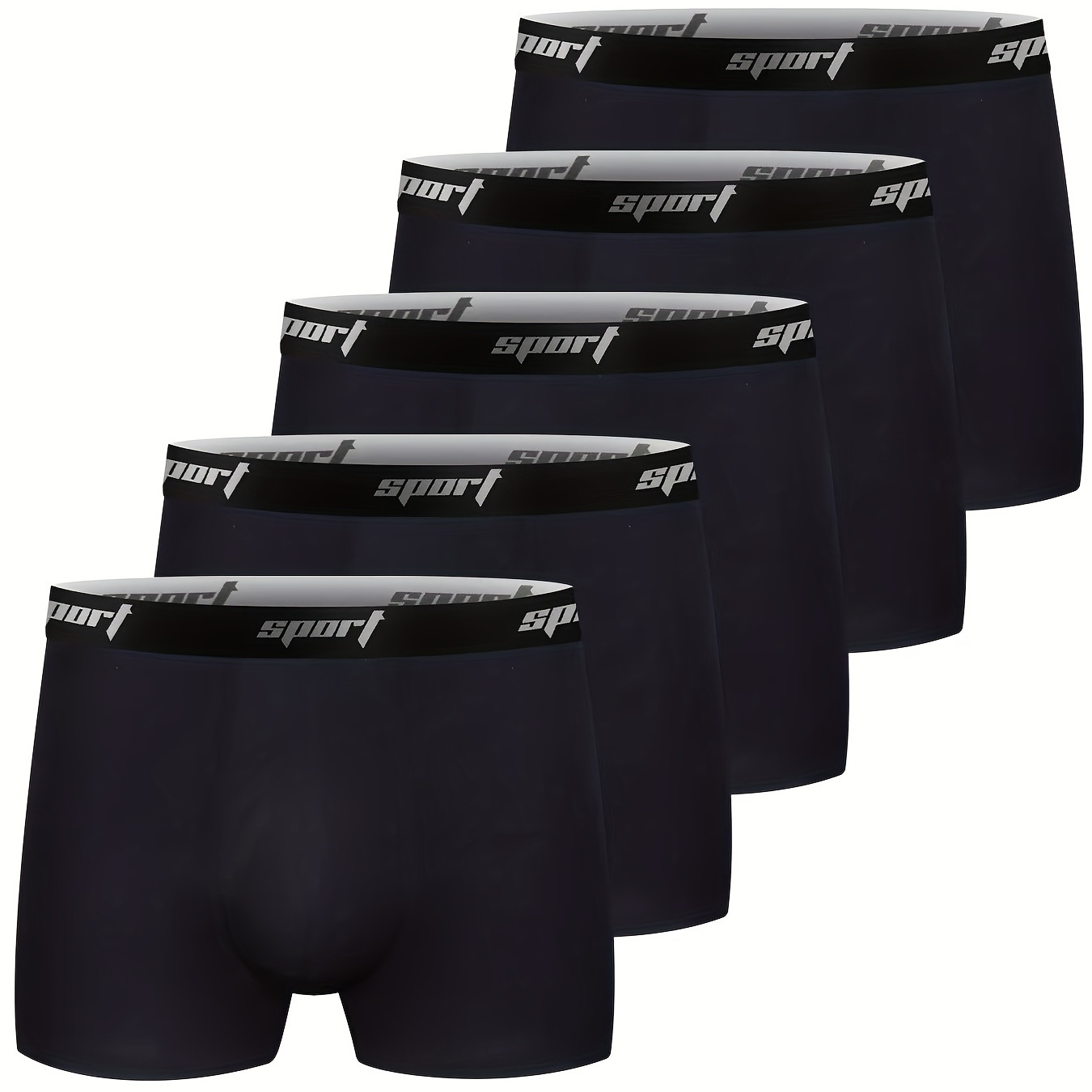 

5pcs Men's Breathable Comfortable Boxers, Soft Stretchy Plain Color Briefs With Elastic Wide Band, Men's Underwear