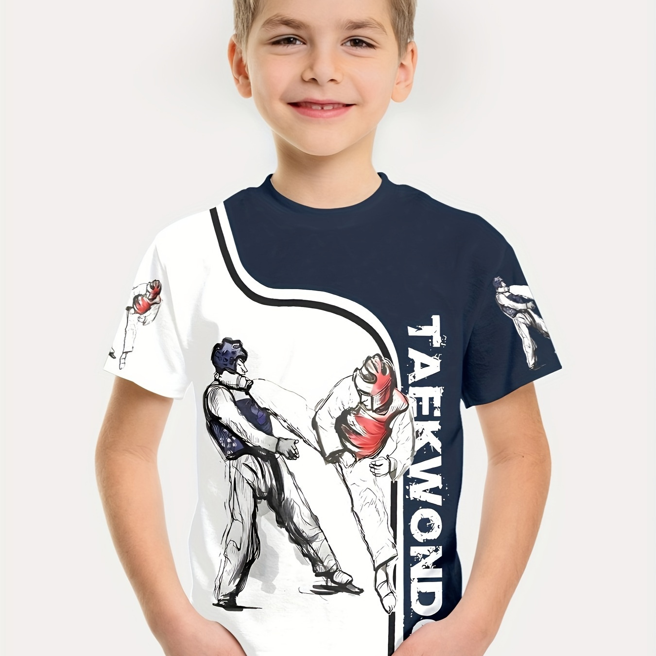 

Taekwondo 3d Print Boys Casual Short Sleeve T-shirts - Comfortable & Stylish Tops For Summer - Ideal Gift For Your Fashionistas