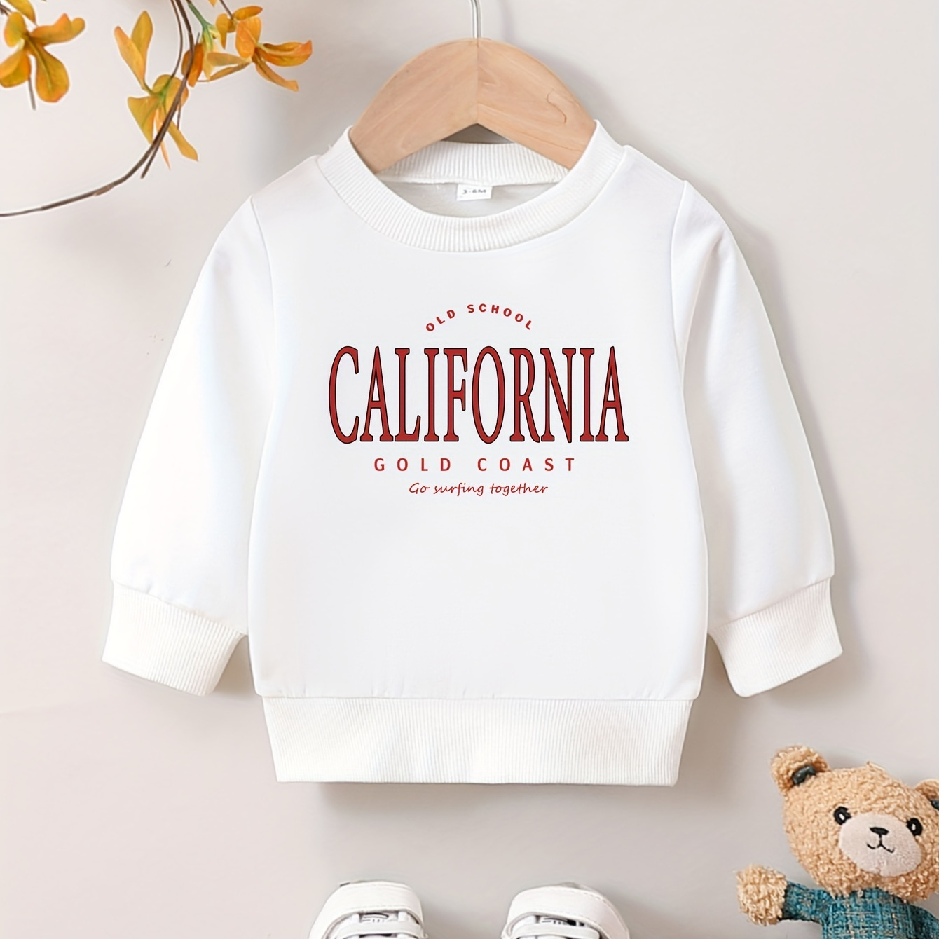 

Baby Trendy California Print Sweatshirt, Kids Casual Pullover For Fall Winter