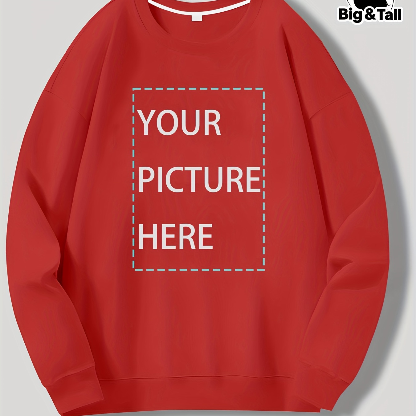 

Plus Size Crew Neck Sweatshirt For Men - 100% Polyester Knit Fabric | Regular Fit Long Sleeve Sportswear | Solid Color Casual Pullover With Slight Stretch