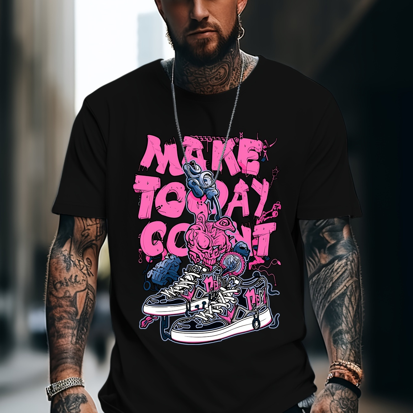 

Sneakers Print Tee Shirt, Tees For Men, Casual Short Sleeve T-shirt For Summer