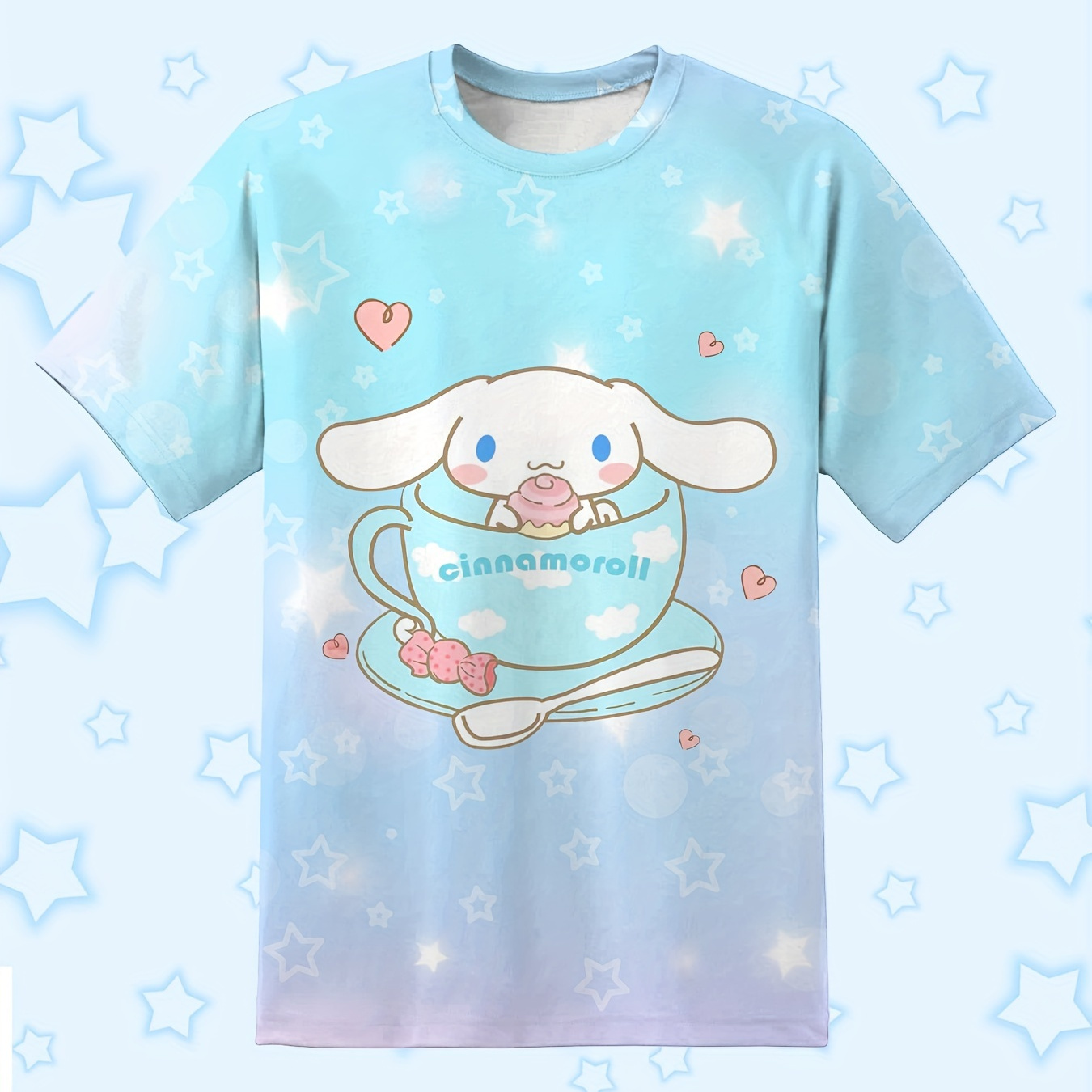 

Sanrio Cute T-shirt Cinnamonroll Cartoon Print Short Sleeve Sanrio Short Kawaii Sleeve Suitable For Daily Activities