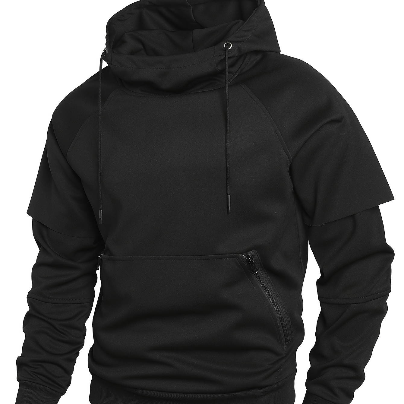 

Men's Cozy Fleece-lined Hoodie - Casual Pullover With Zip Detail, Long Sleeves & Kangaroo Pocket - Fall & Winter, K-28, New Model