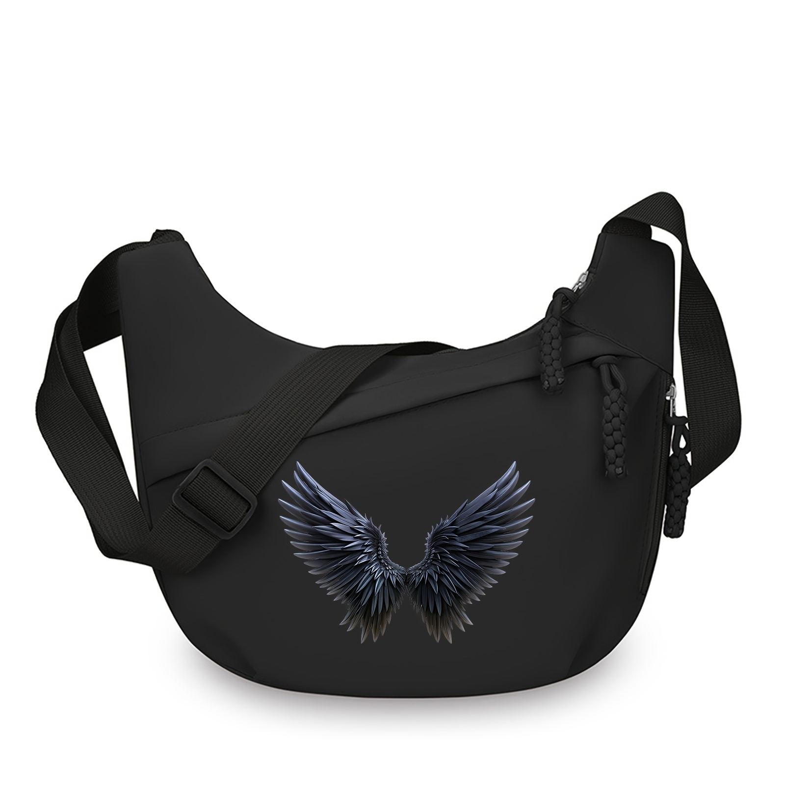 TEMU Women's Large Capacity Winged Crossbody Bag With Adjustable Strap & Double-zipper Pocket - Suitable For , Commuting,,, Machine Washable Shoulder