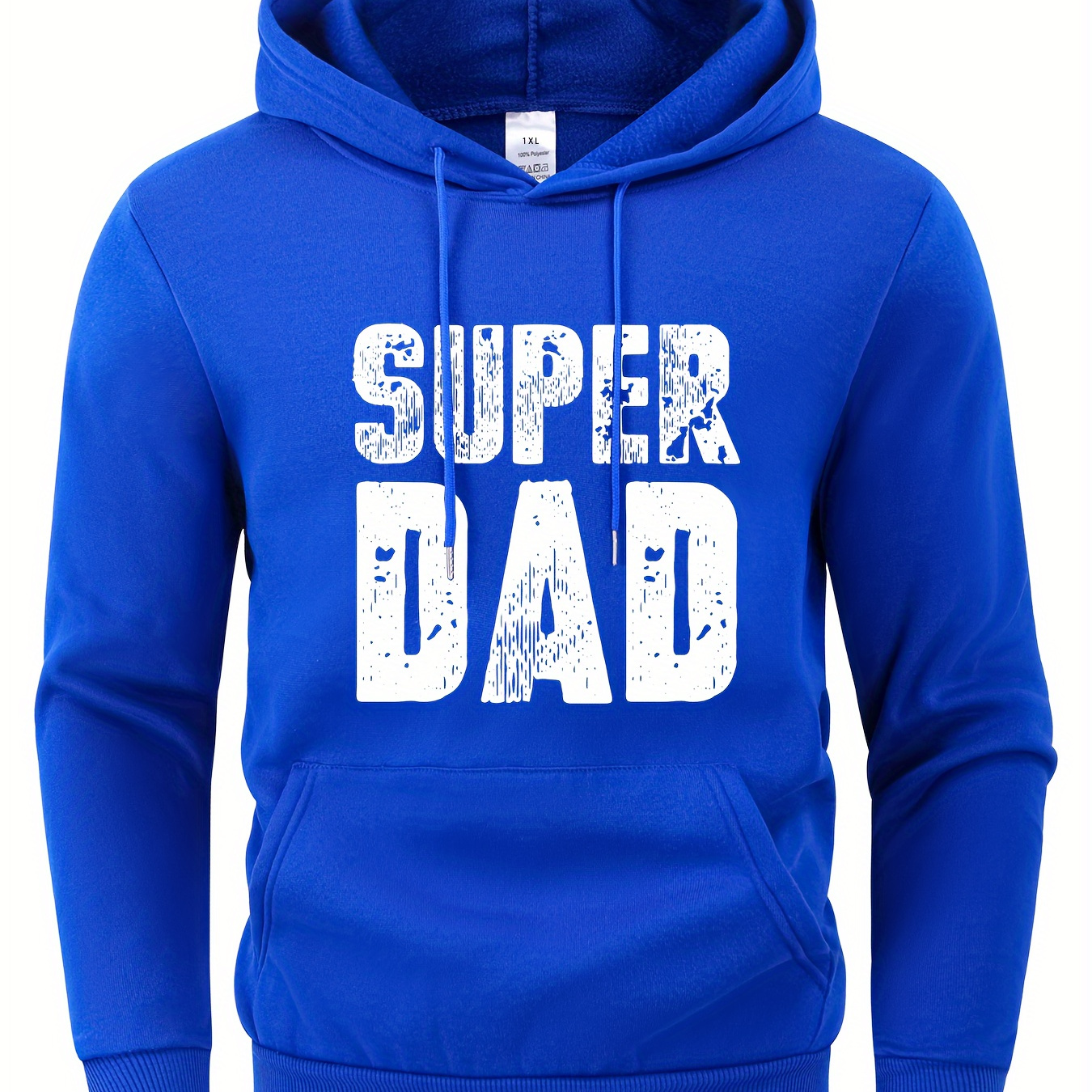 

Super Dad Print Hoodie, Cool Long Sleeve Hoodies For Men, Men's Casual Creative Graphic Design Pullover, Hooded Streetwear Sweatshirt With Kangaroo Pockets For Fall And Winter, As Gifts