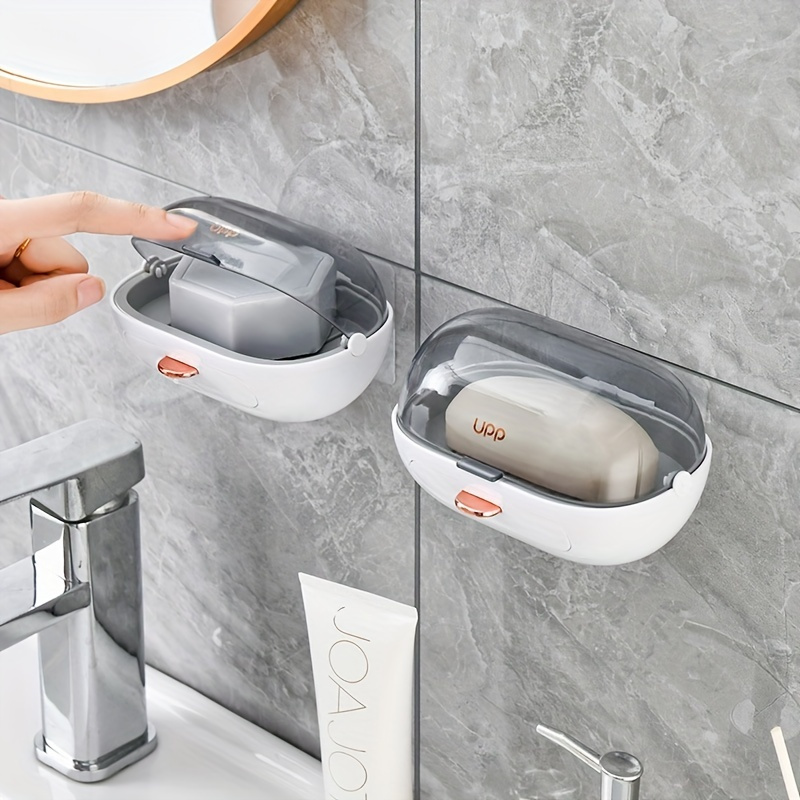 Porte-savon de douche en métal et de couleur chromée avec adhésif Duo  square Cosmic - Habitium®