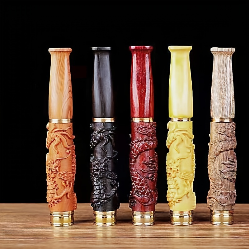 1pc Cigarette Holder Chinese Dragon Carved Portable Filter Handmade ...