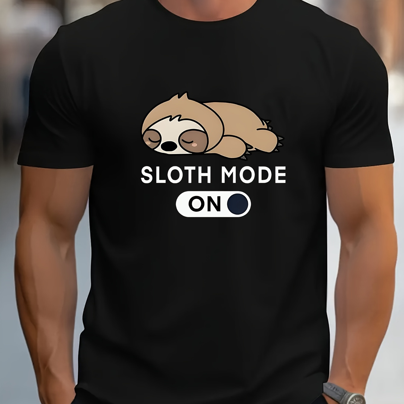 

Sloth Mode Print Tee Shirt, Tees For Men, Casual Short Sleeve T-shirt For Summer